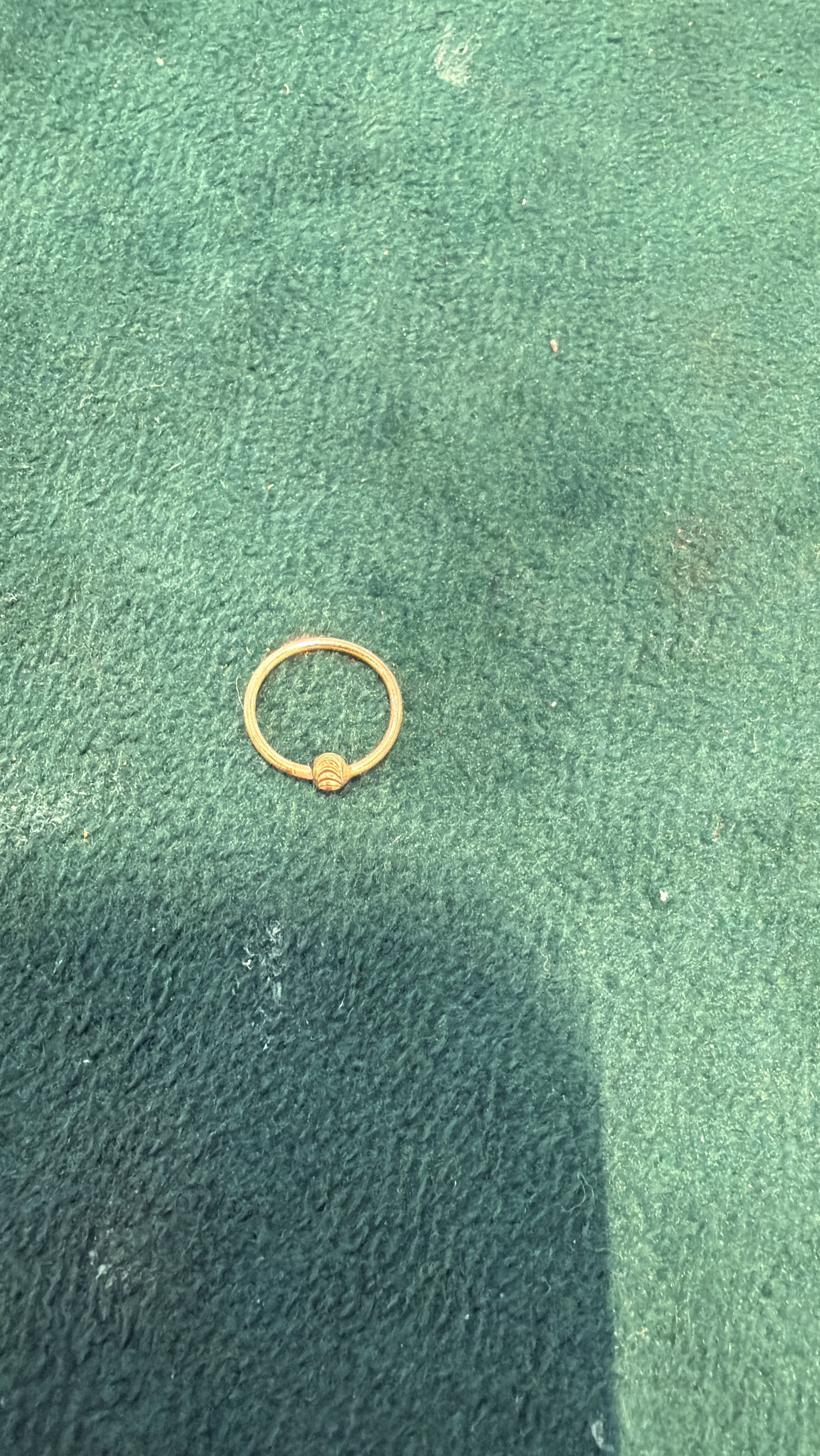 Silver Nose Ring Gold Polish view 2