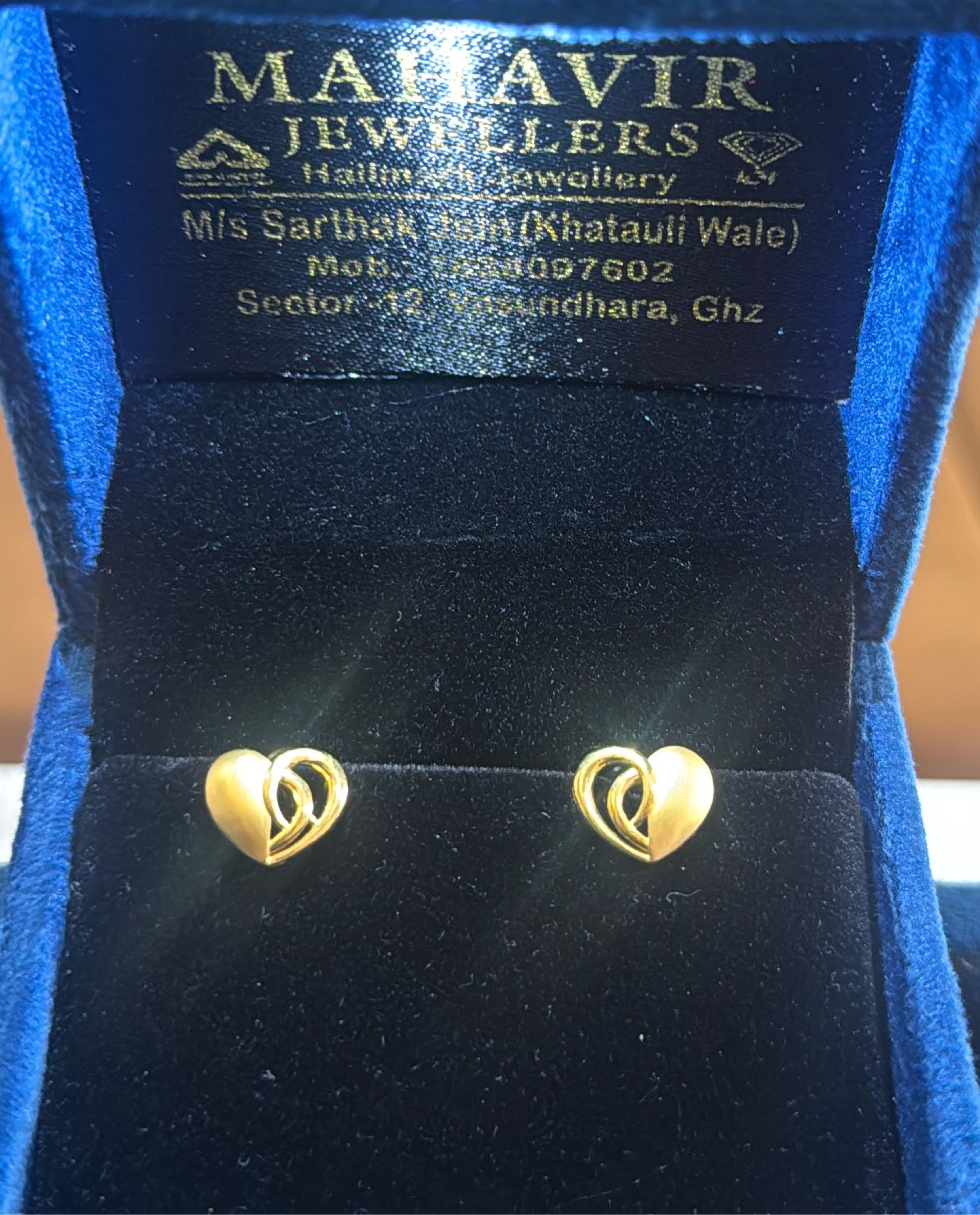 Heart Shape Gold Earrings view 2