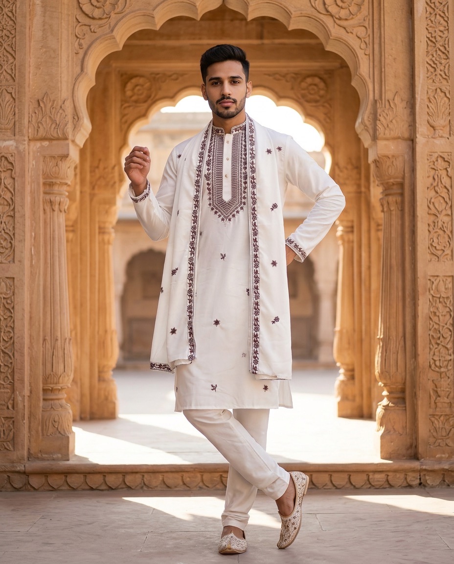 Embroidered Kurta Pajama Set view 2