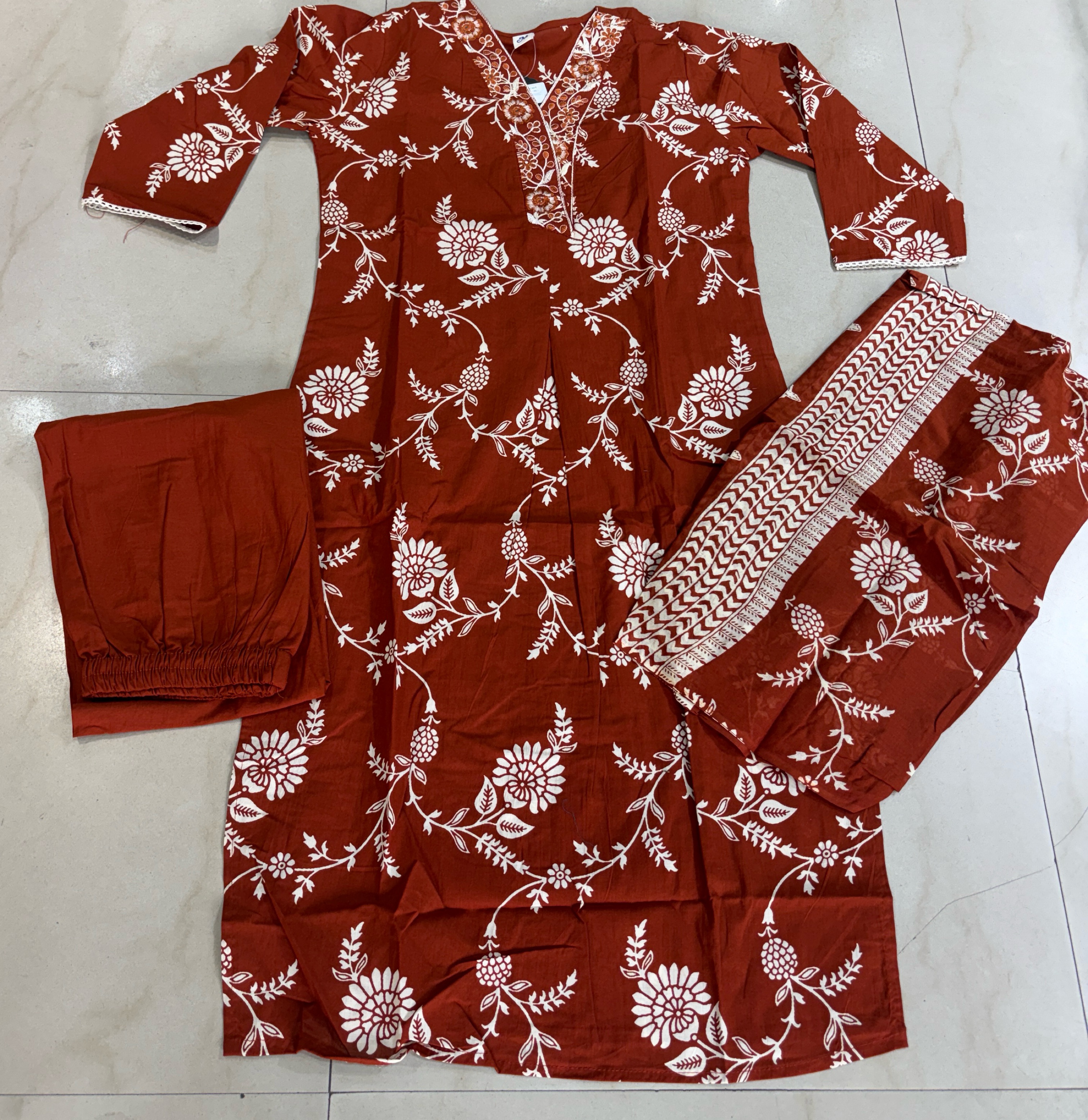 Cotton Kurti Set with Dupatta view 2