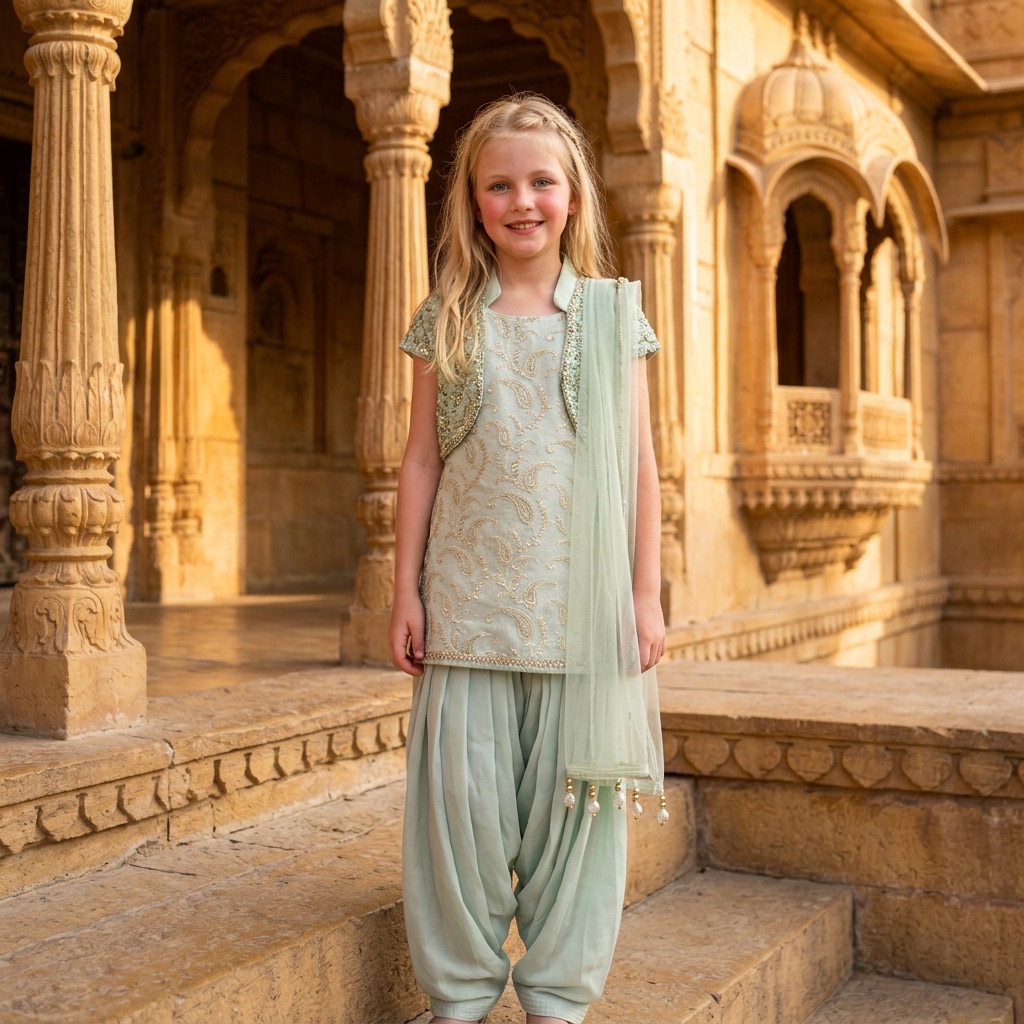 Embroidered Girls Ethnic Suit view 2