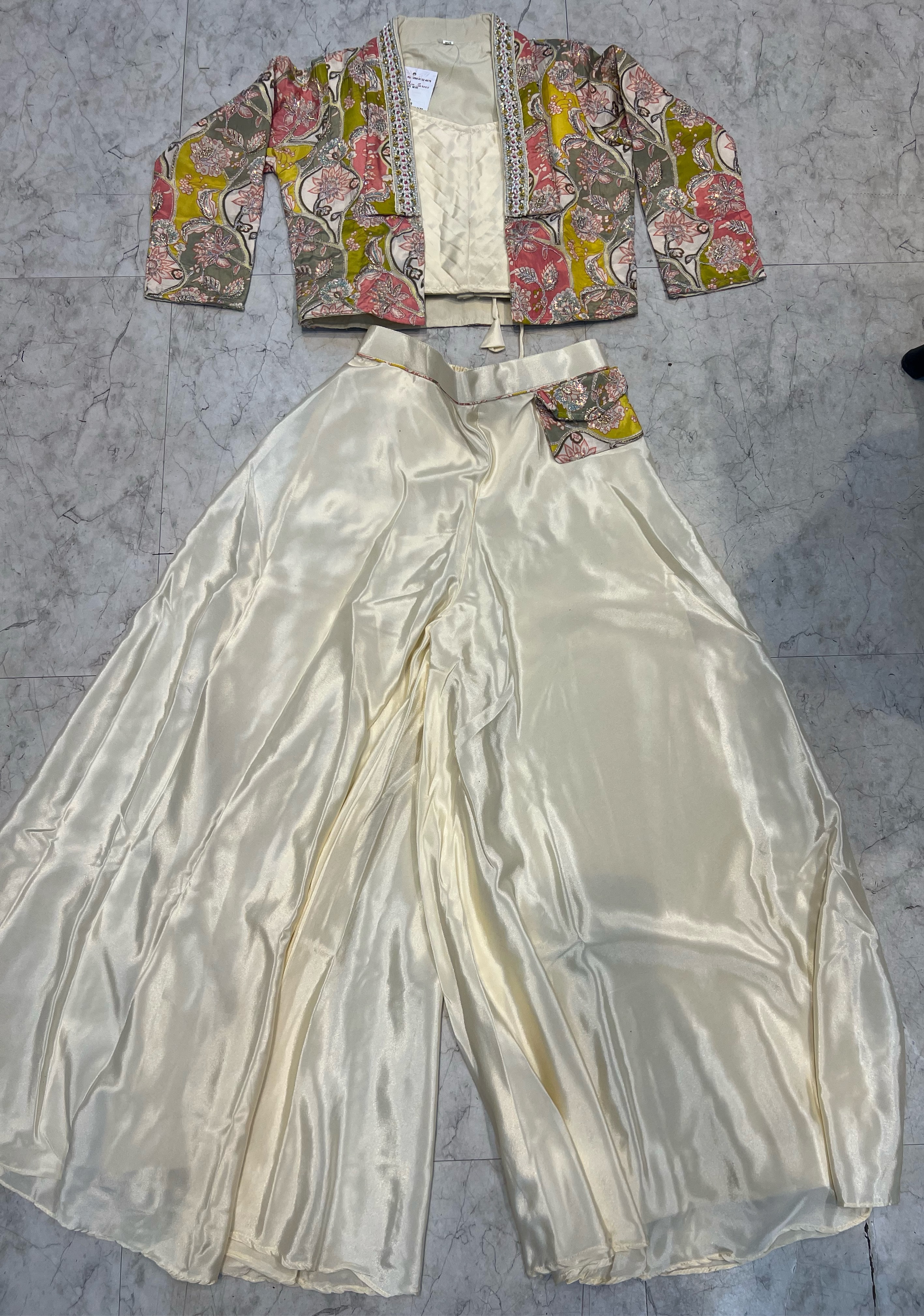 Festive Floral Jacket and Skirt Set view 2