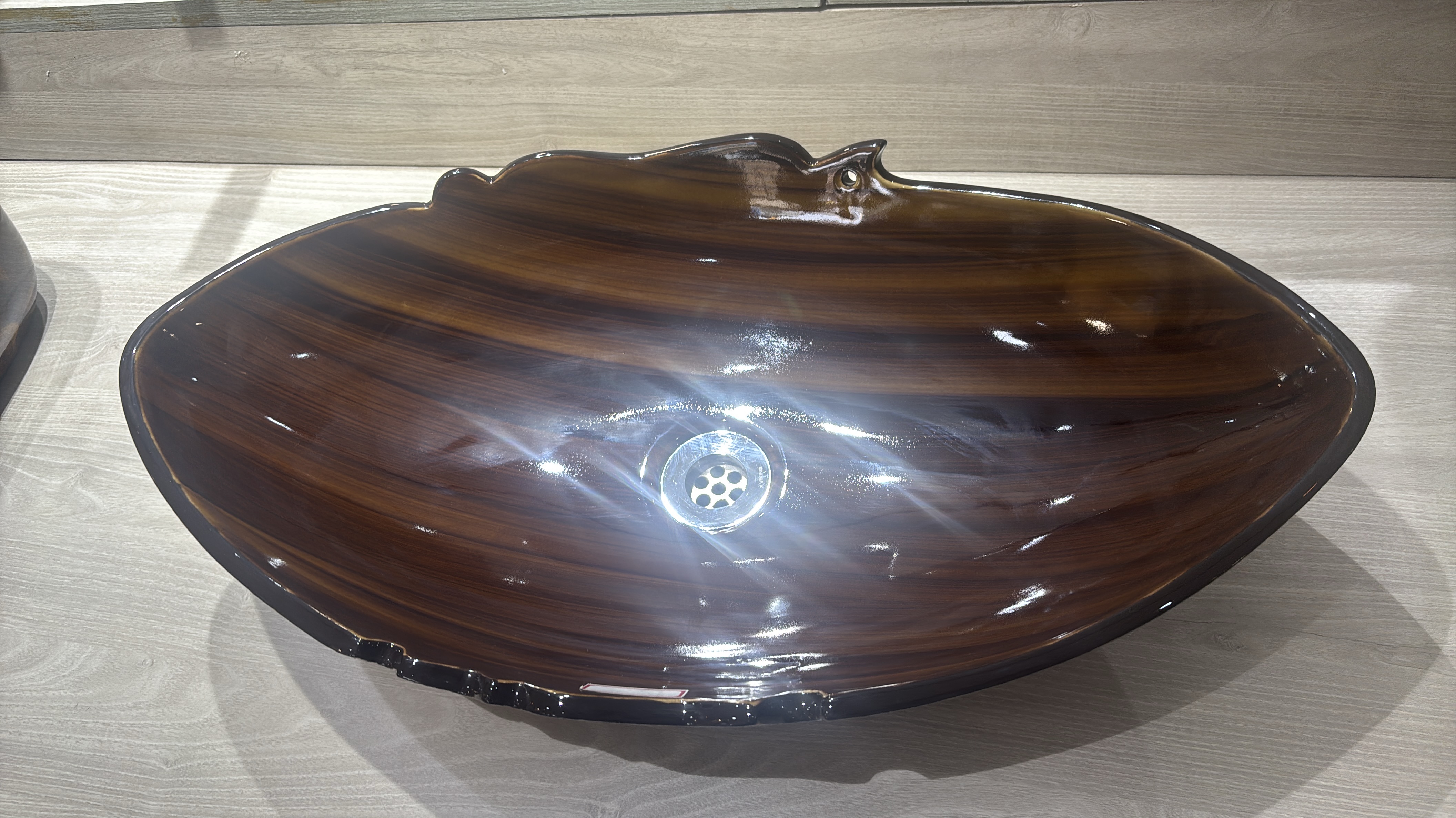 Artisan Wood-Patterned Ceramic Sink view 2