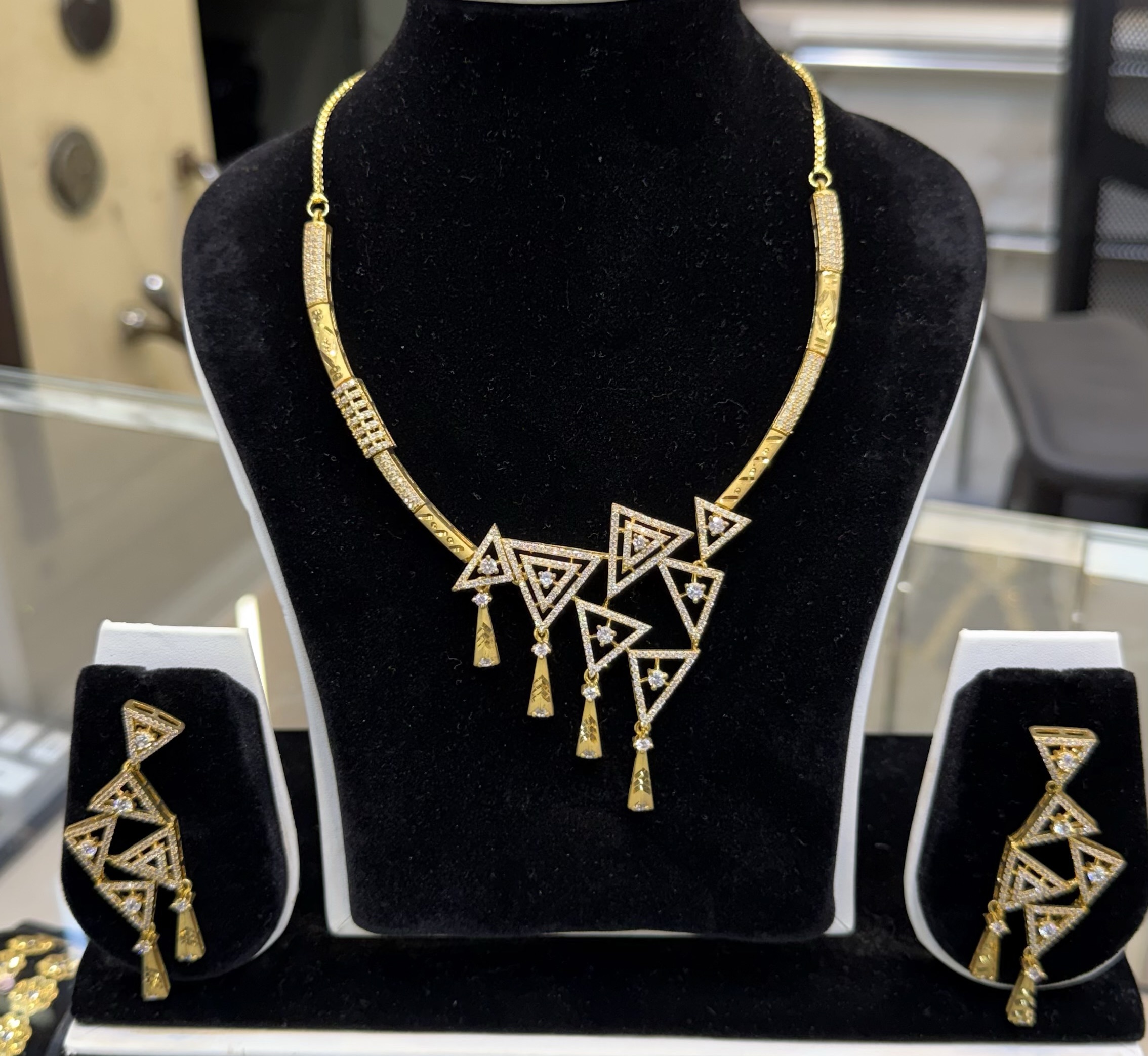 Gold Plated Triangle Jewellery Set view 2