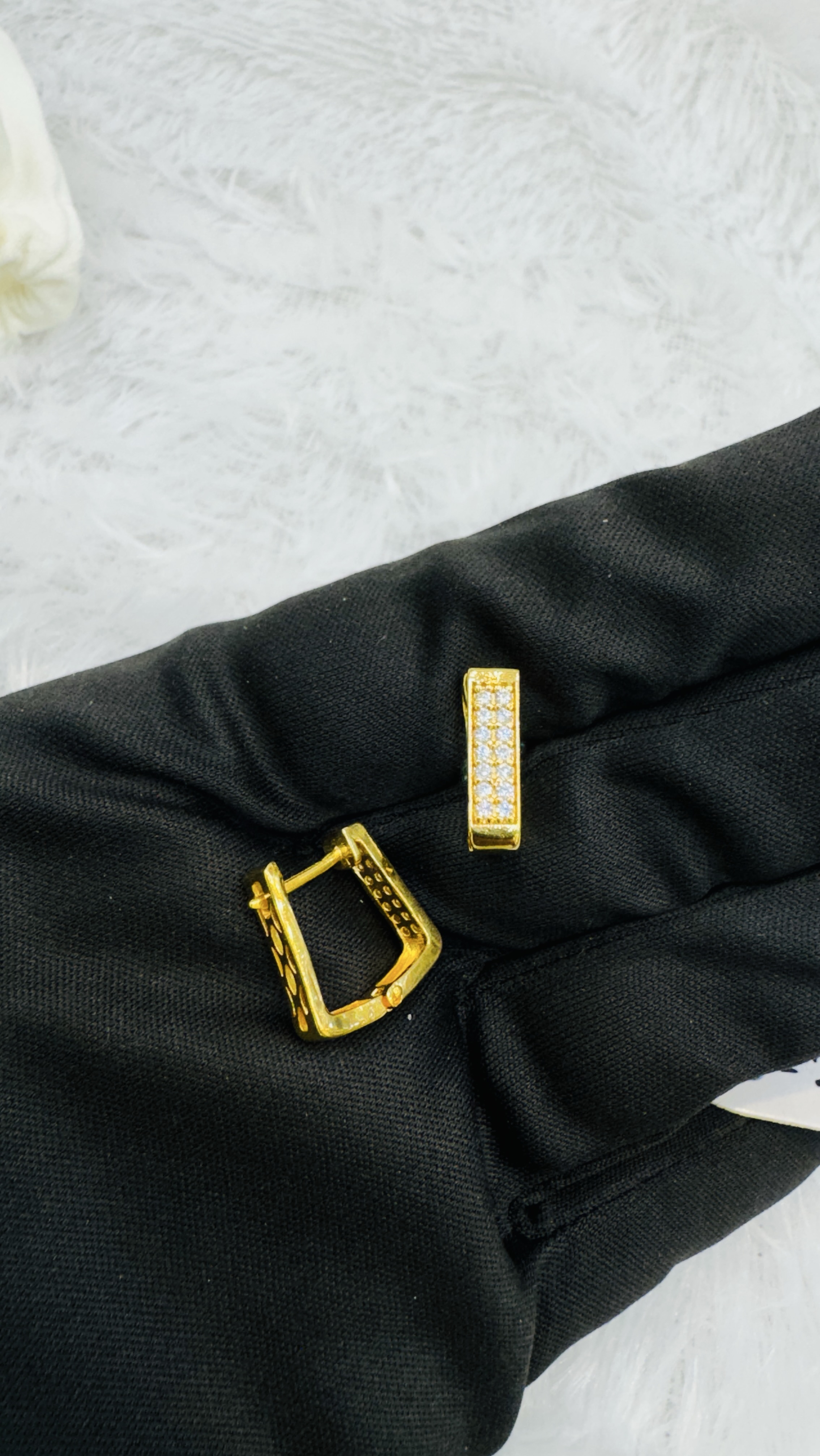Gold and Zircon Earrings Bali view 2