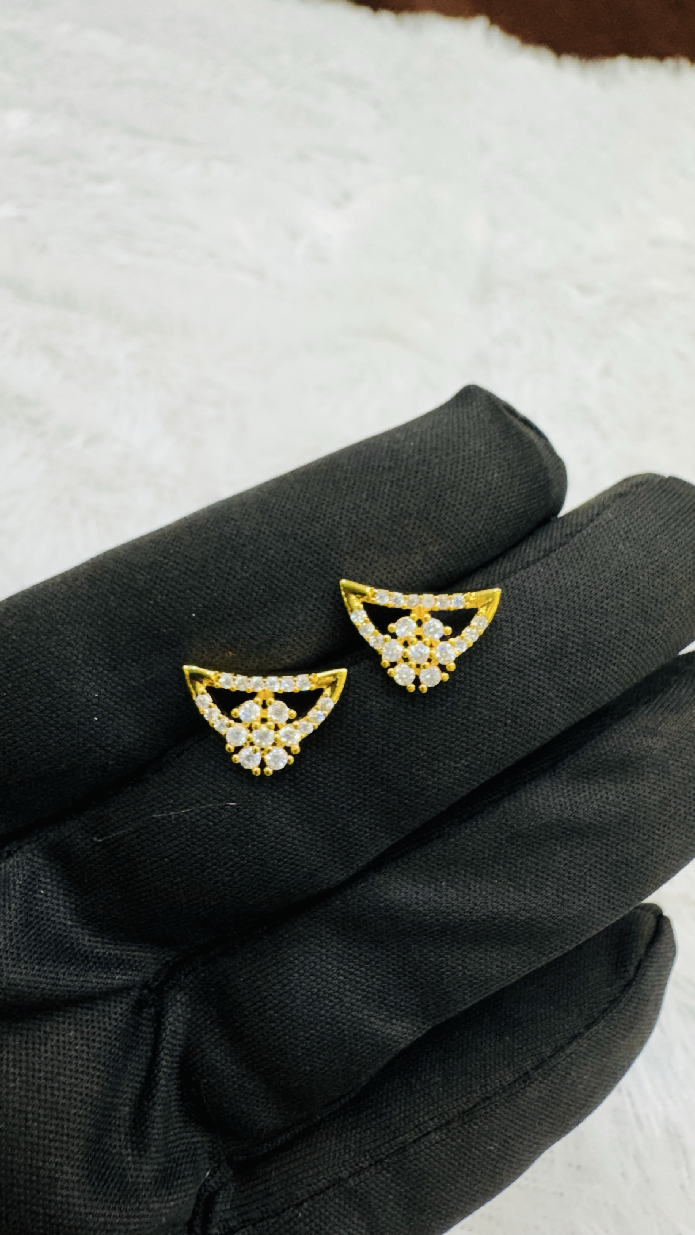 Elegant Gold Stud Earrings view 2