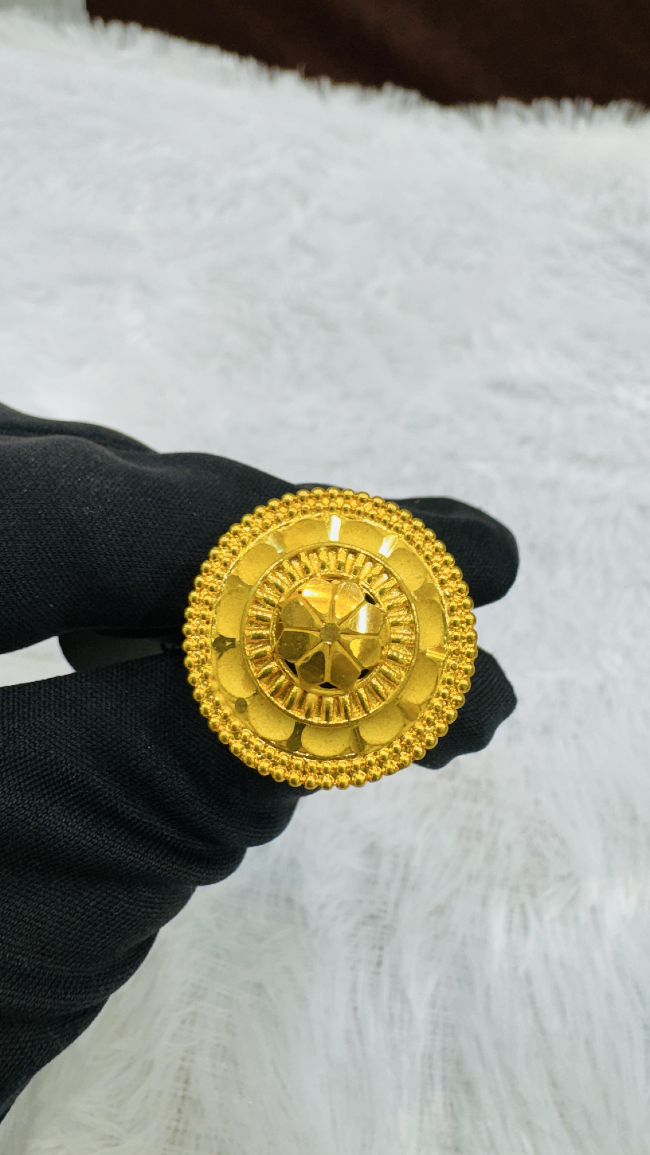Round Gold Cocktail Ring view 2