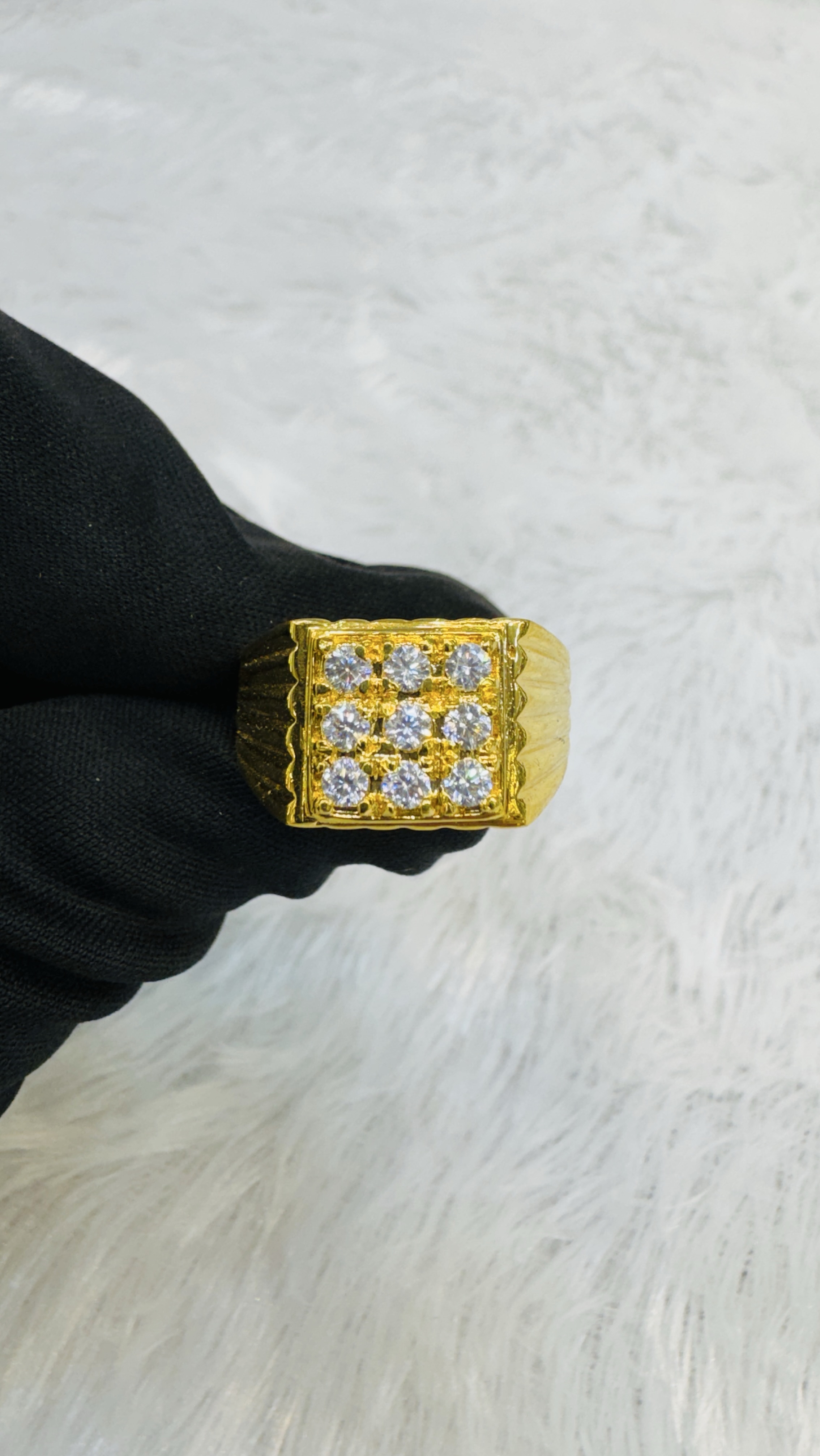 Golden Square Gem Ring view 2