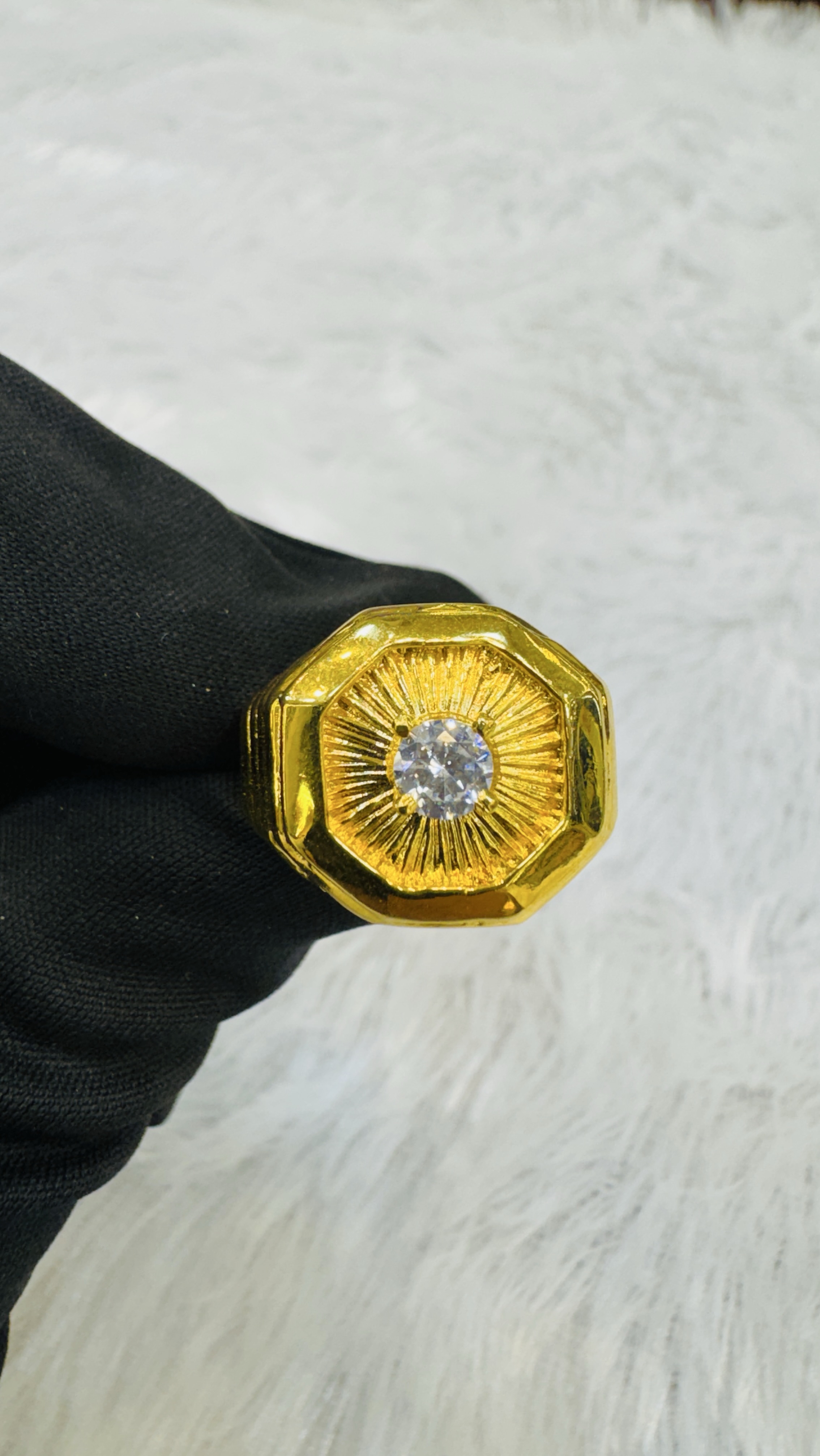 Single Stone Gold Gents Ring view 2