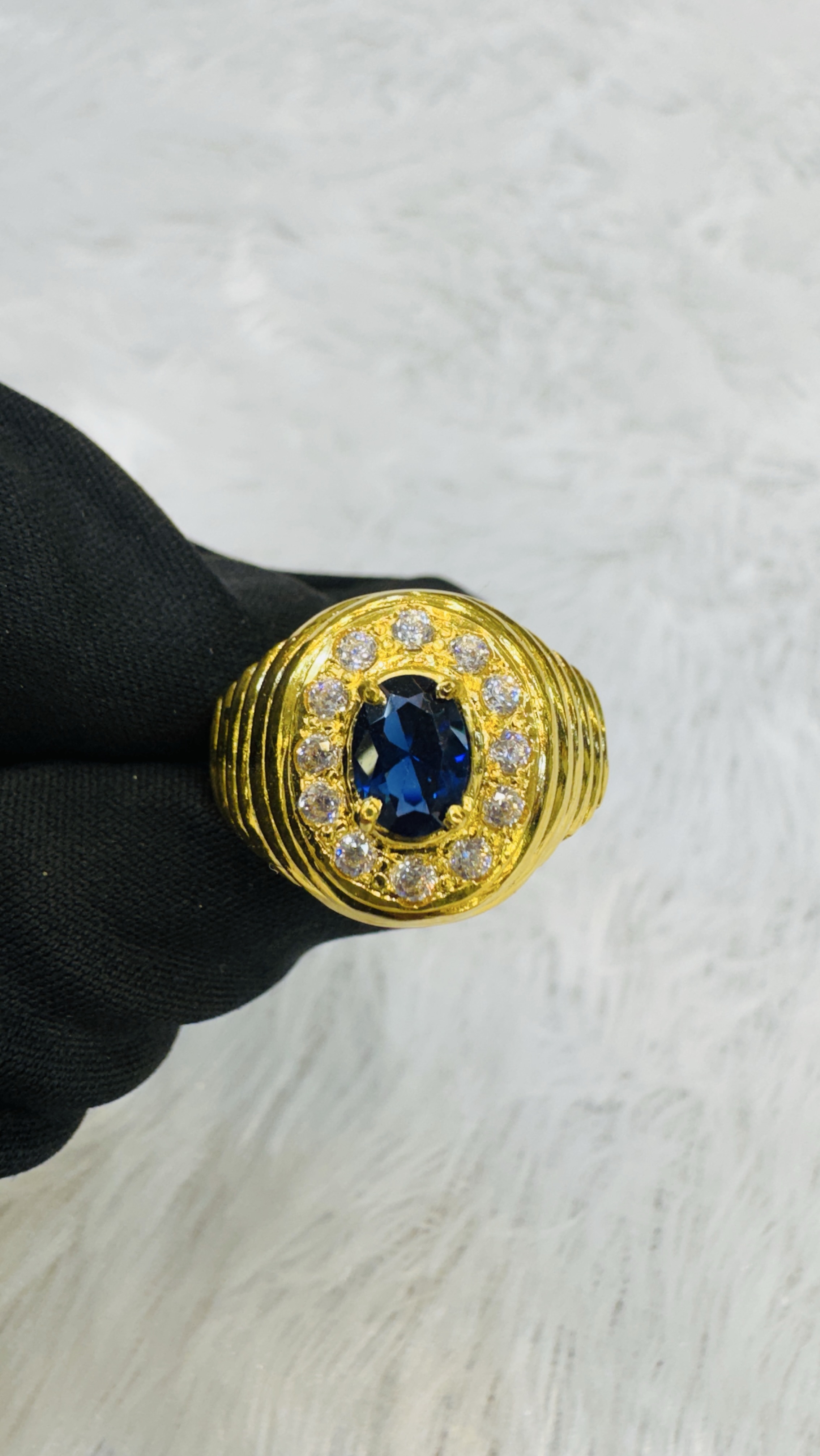1 Gram Gold Blue Gemstone Ring view 2