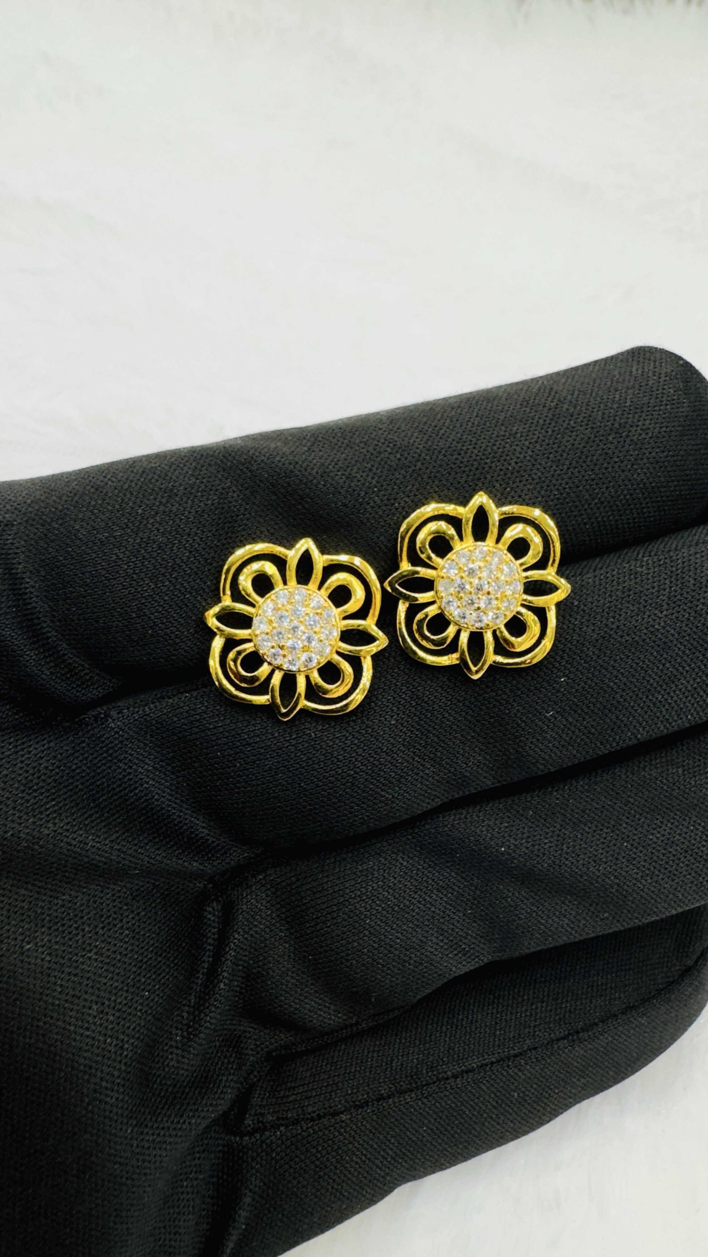 Gold Flower Earrings view 2