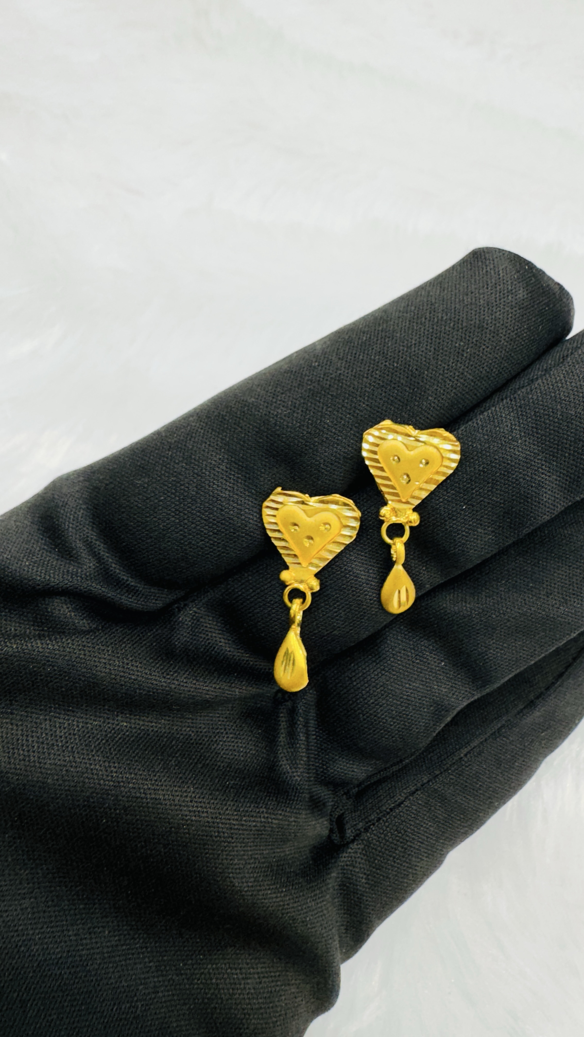 Heart Drop Gold Earrings view 2