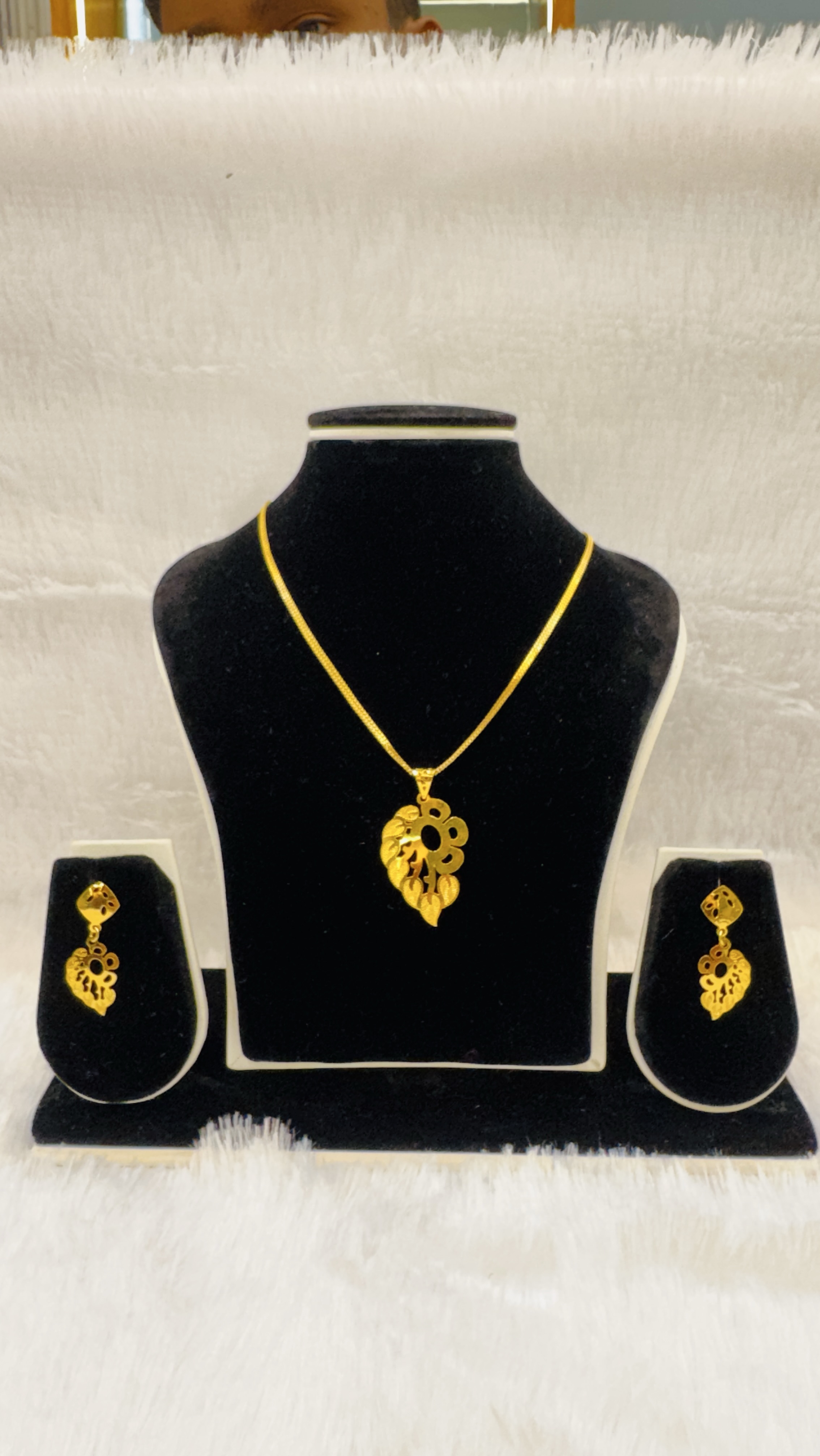 Gold Pendant and Earring Set view 2