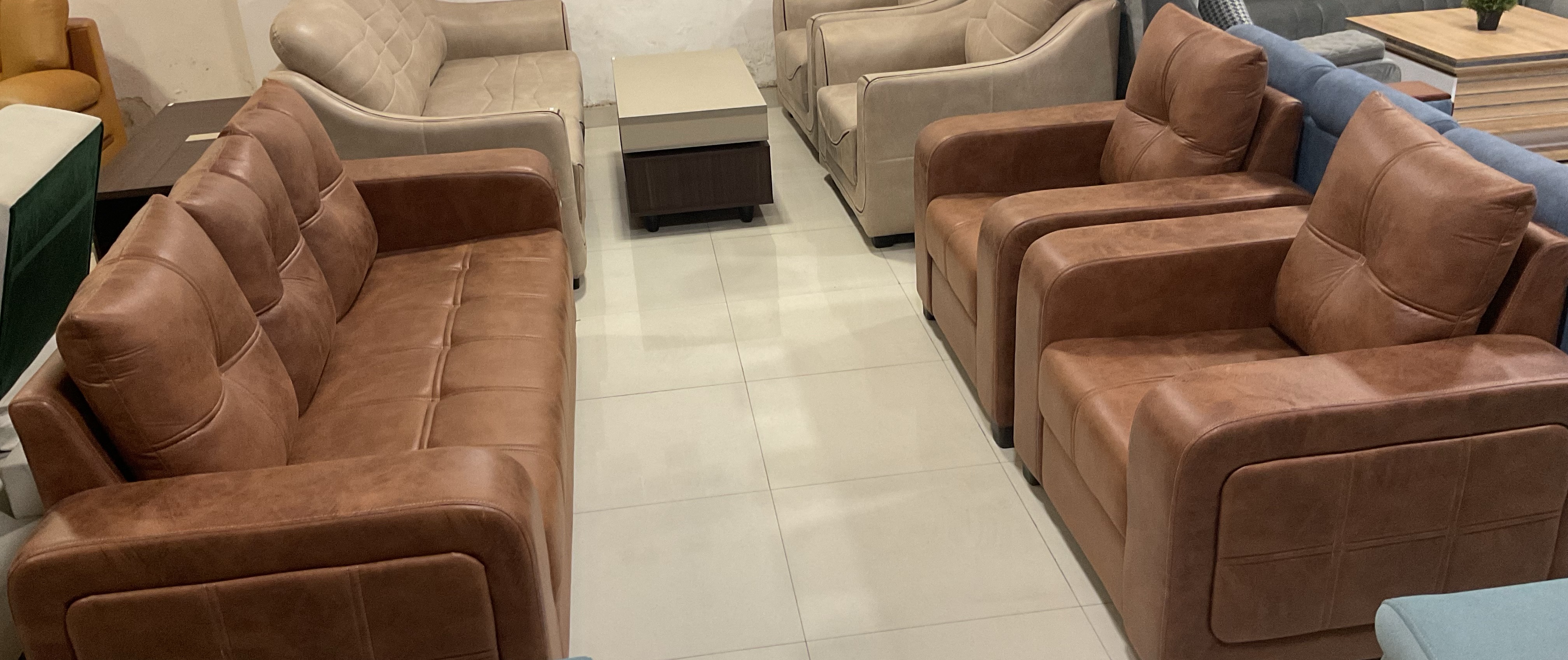 Luxurious Brown Sofa Set view 2