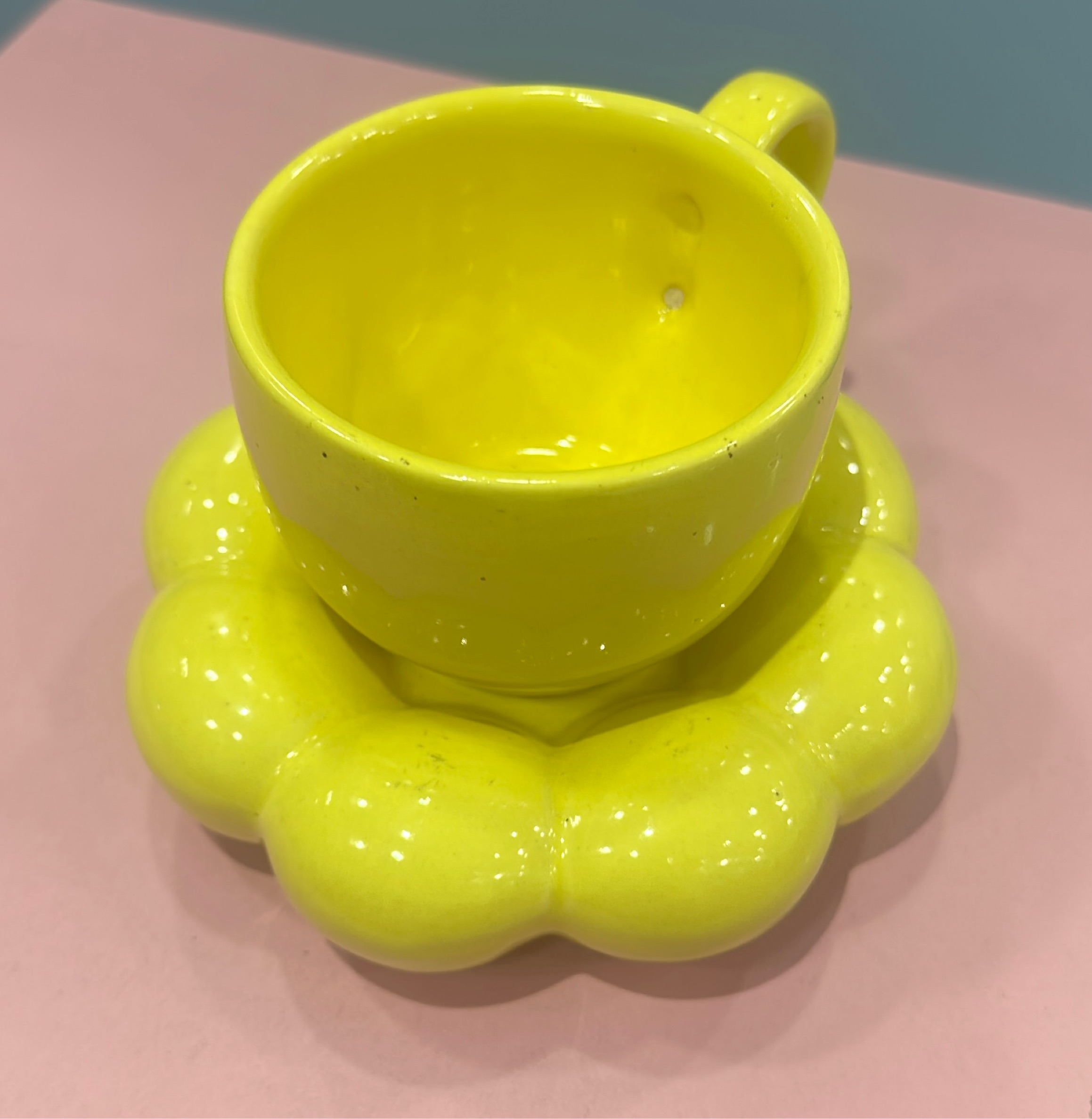 Yellow Ceramic Cup and Saucer view 2