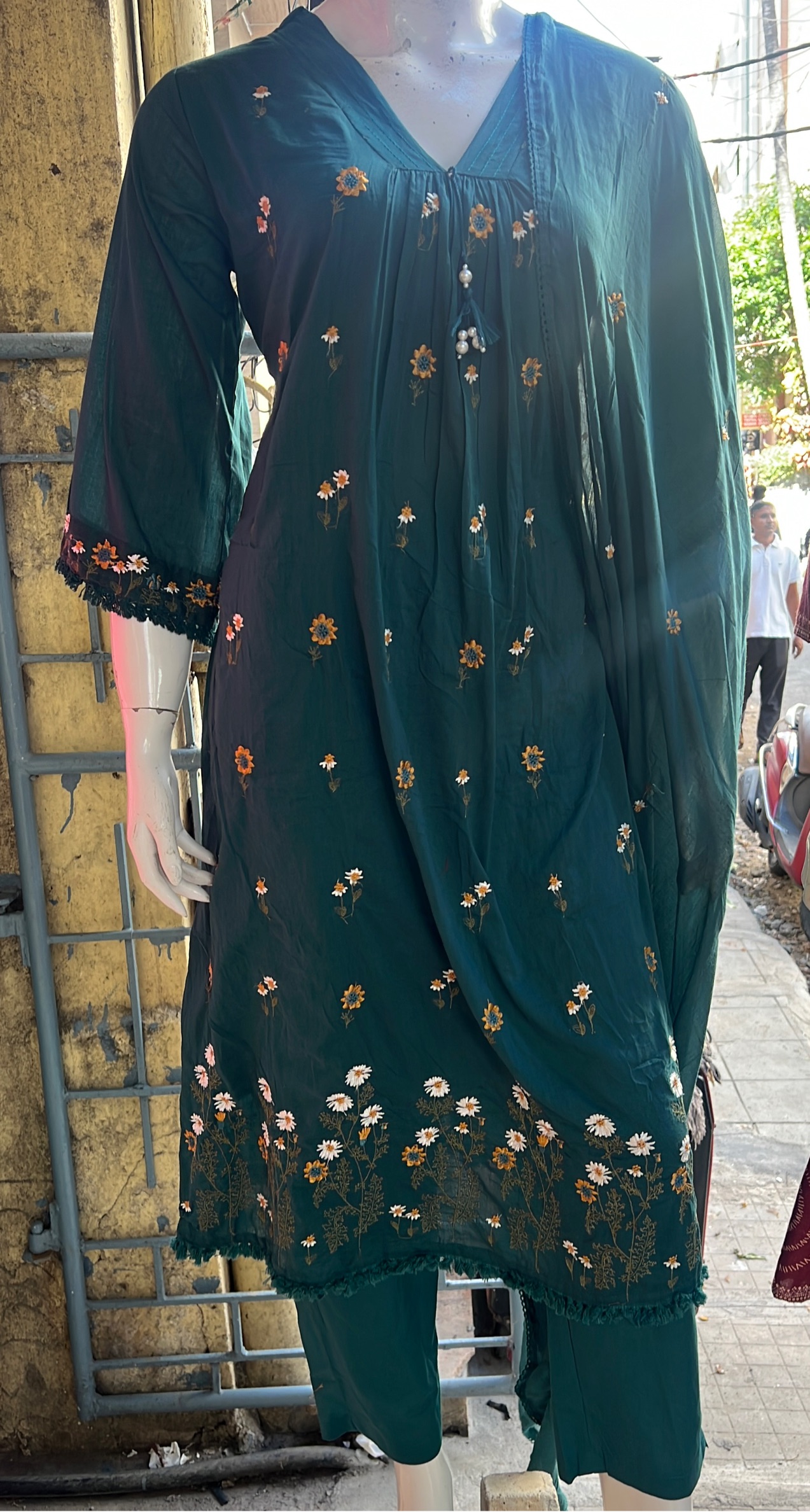 Floral Embroidered Kurti Set view 2