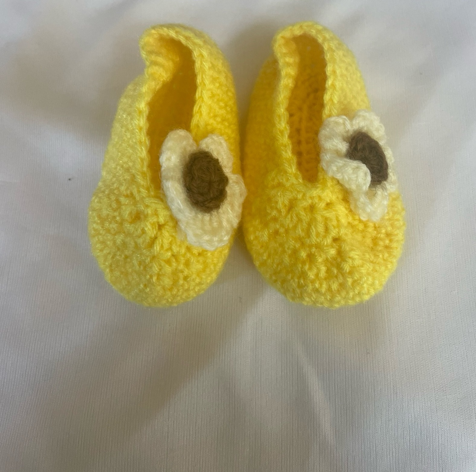 Handmade Yellow Crochet Booties view 2