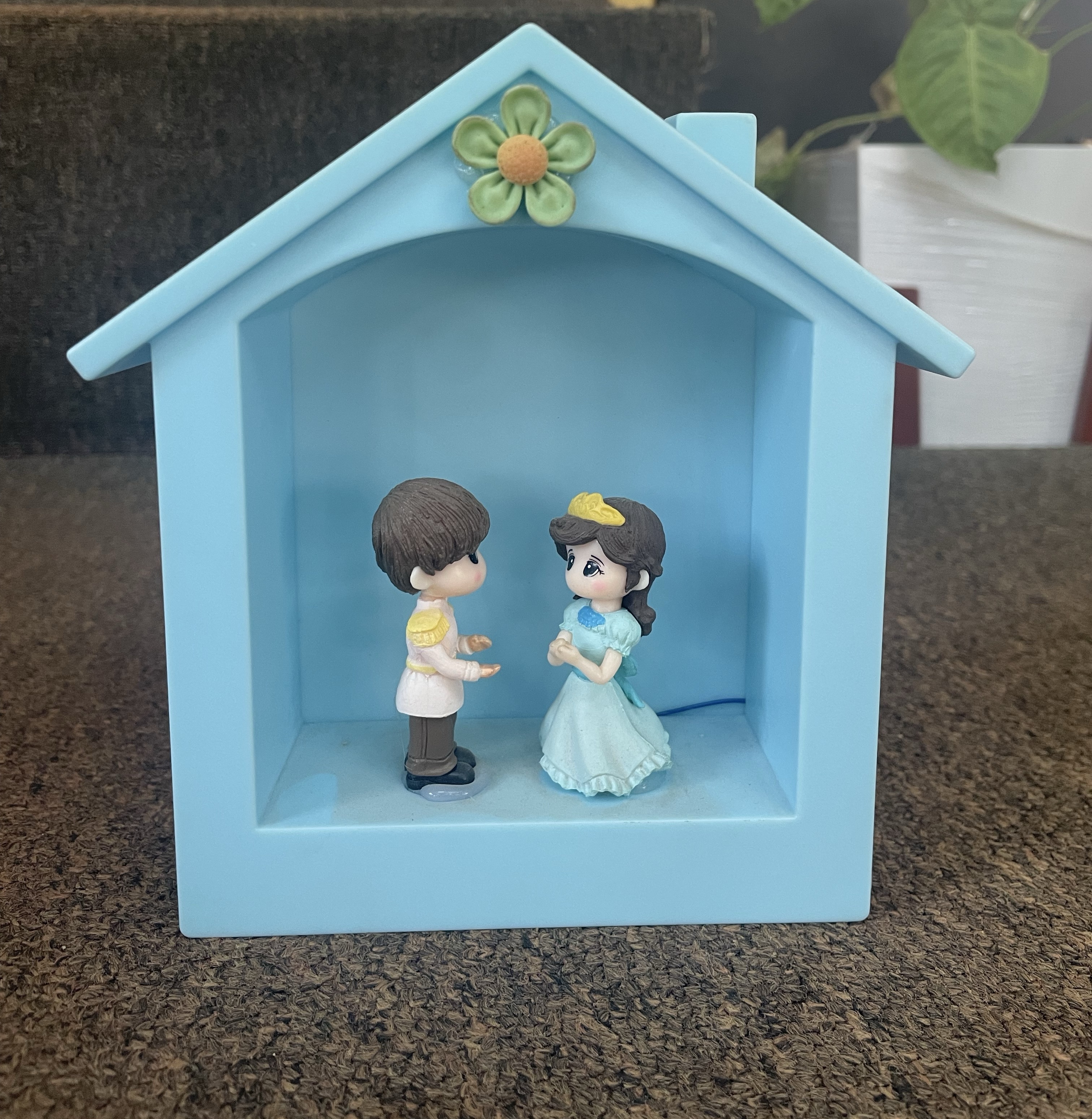 Blue House Couple Figurine view 2