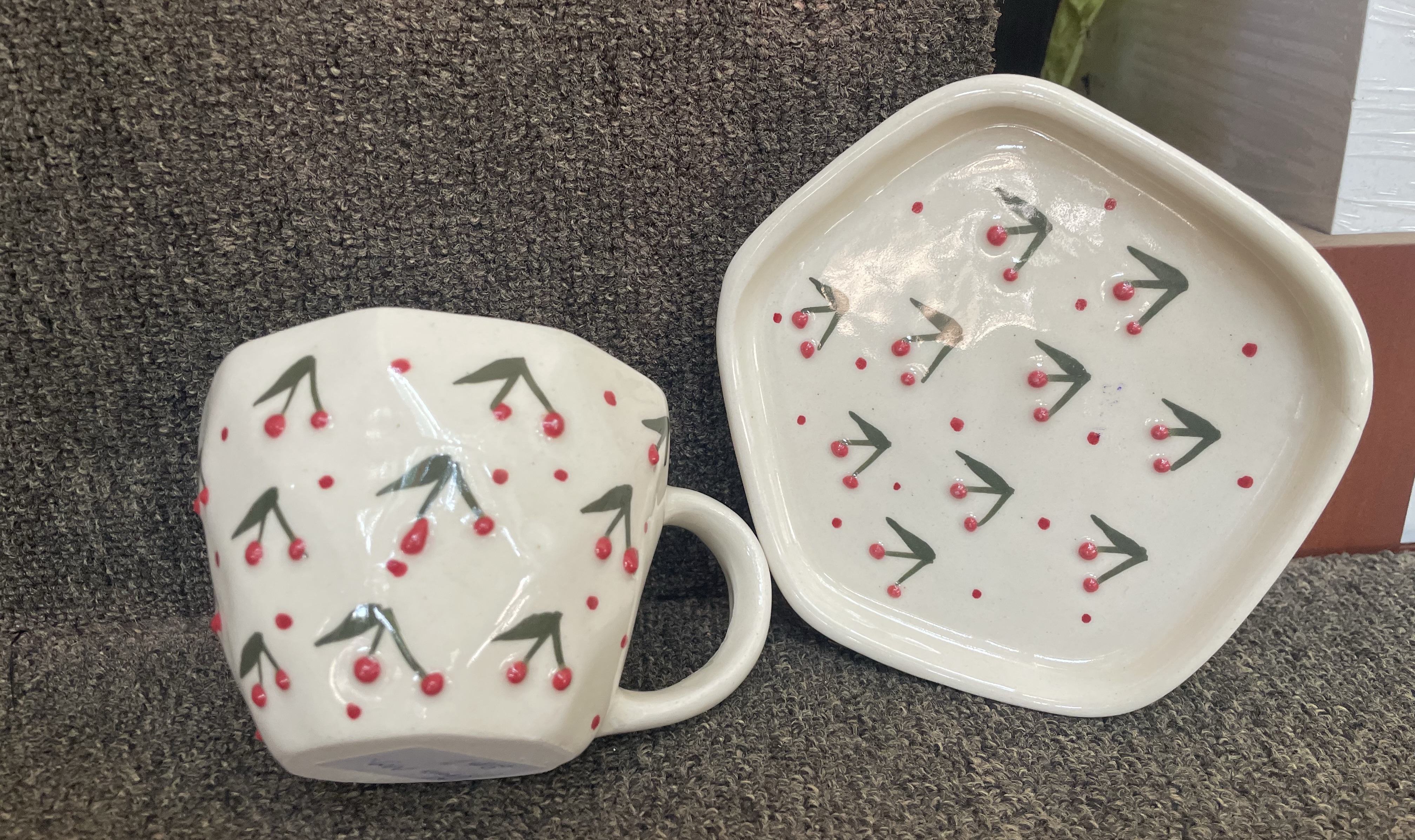 Cherry Decorated Cup and Saucer Set view 2