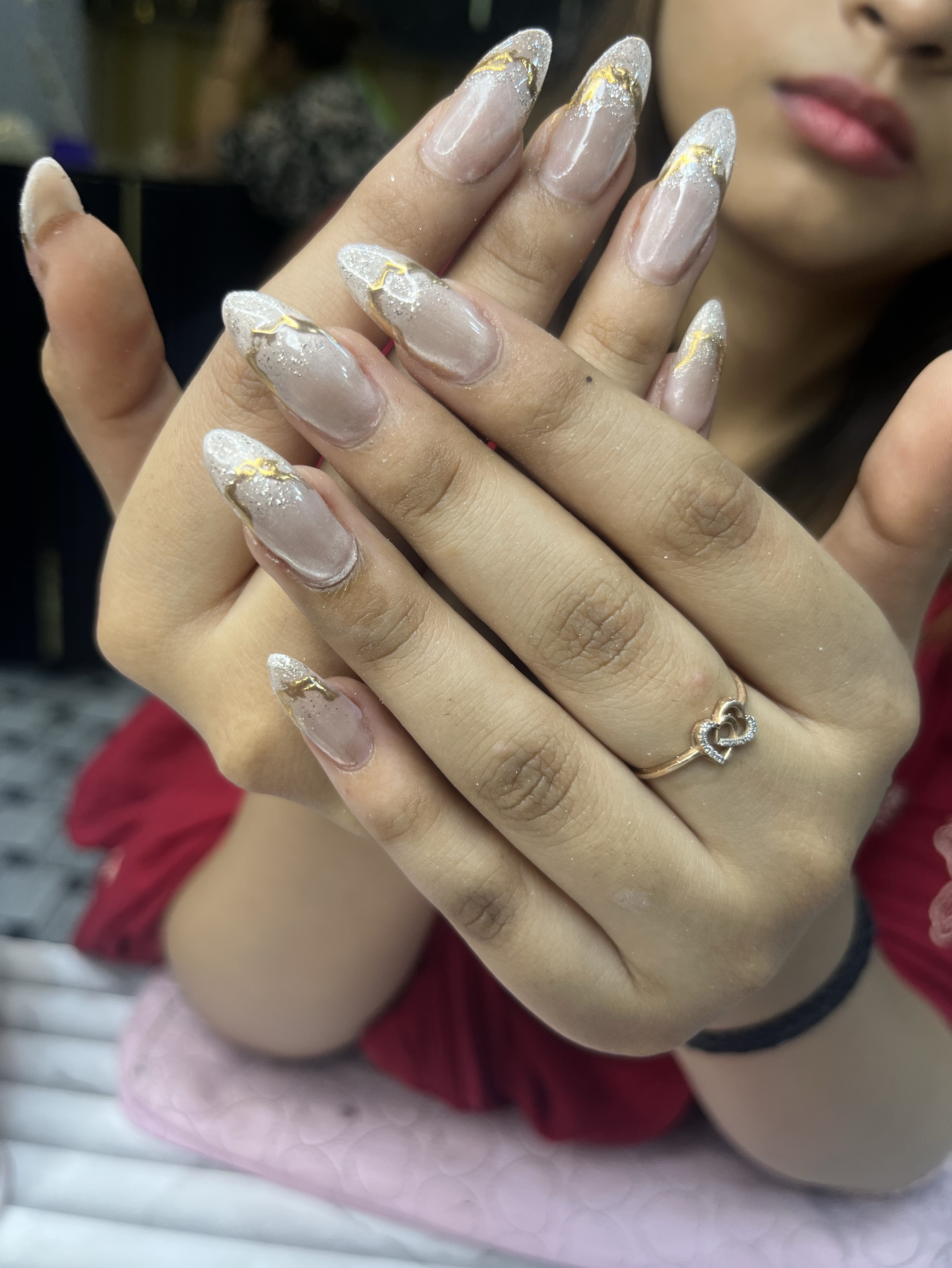Gold French Tip Nails view 2