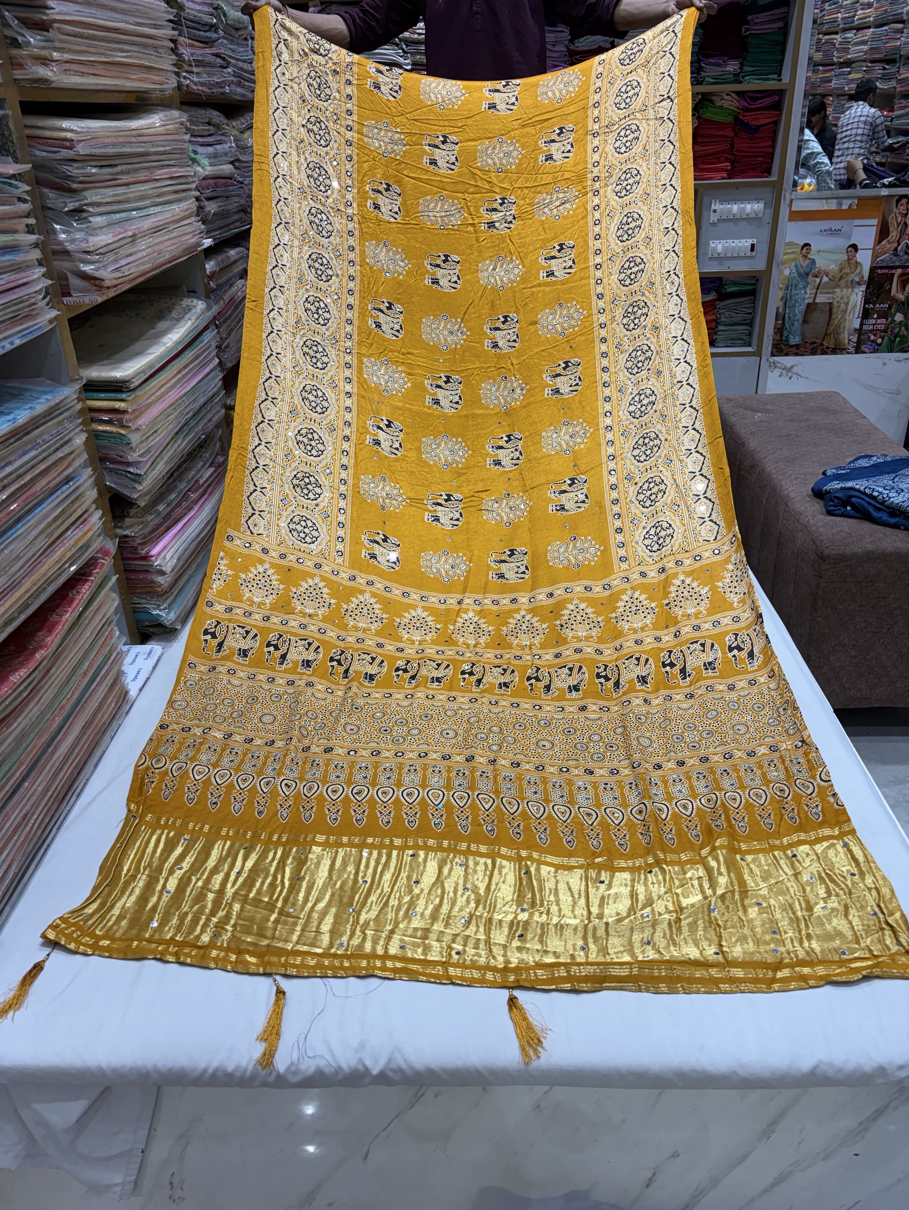 Traditional Ajrakh Print Saree view 2