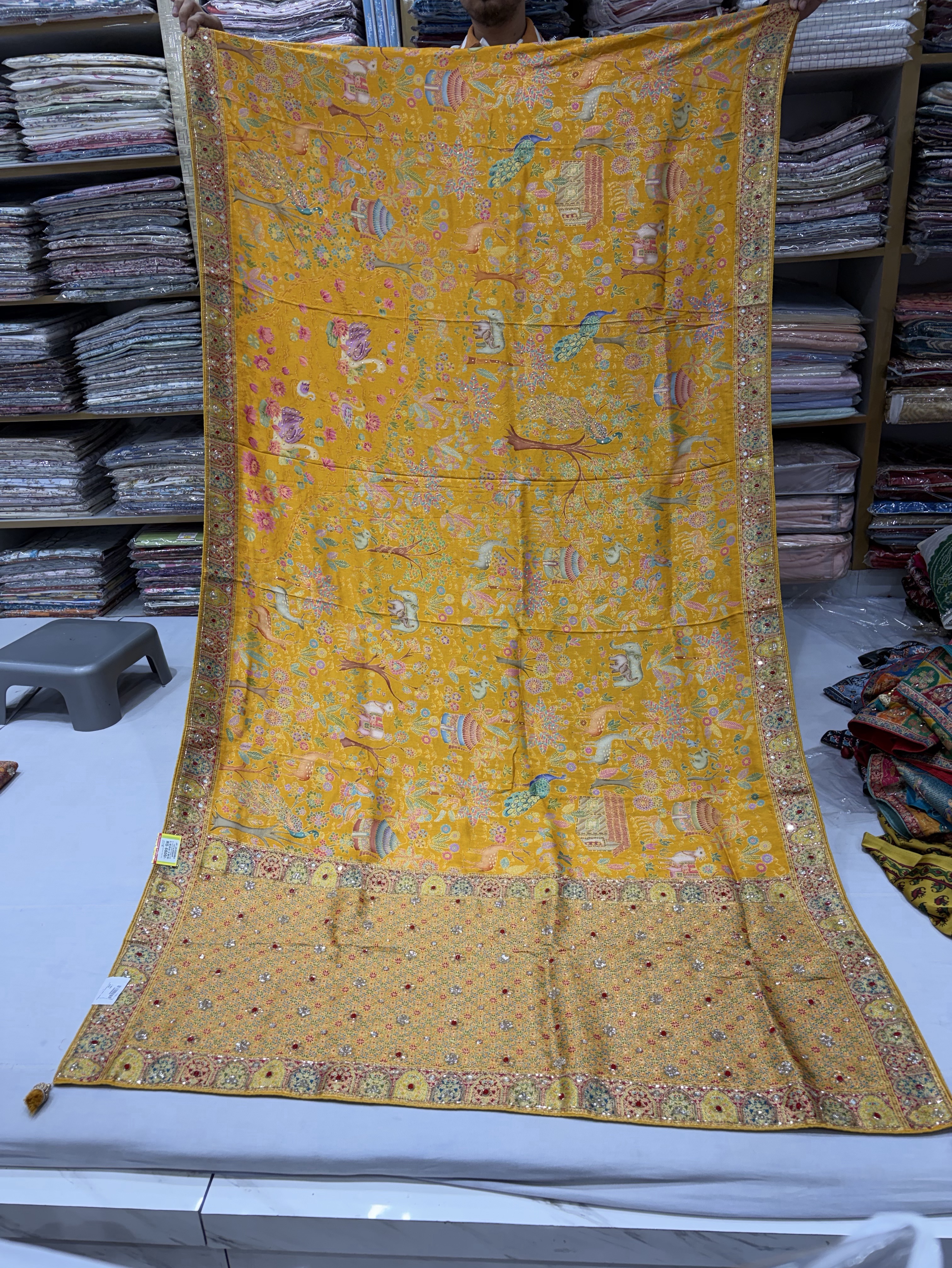 Yellow Pashmina Saree view 2
