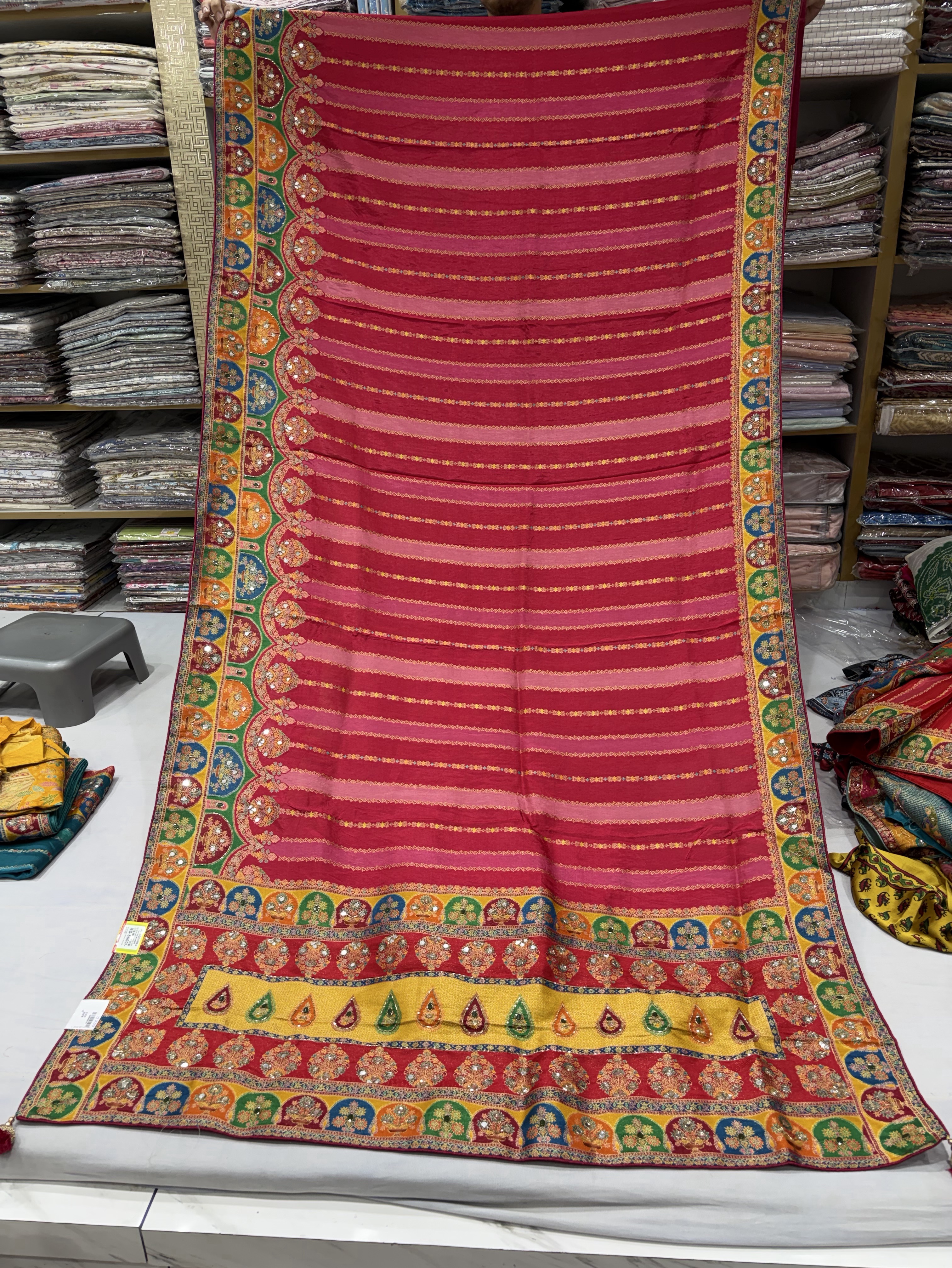 Colorful Designer Pashmina Saree view 2