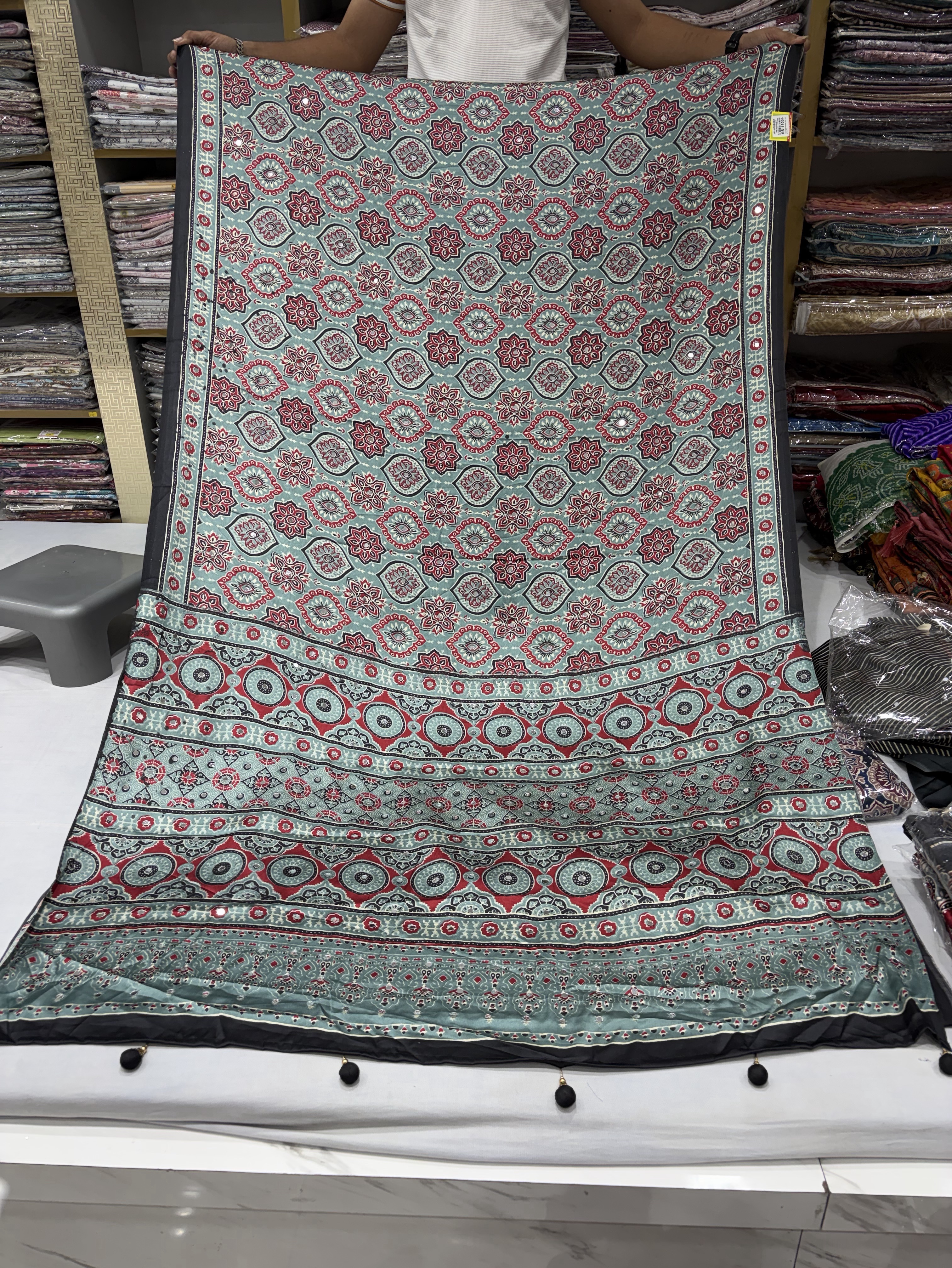 Ajrakh Design Print Saree view 2