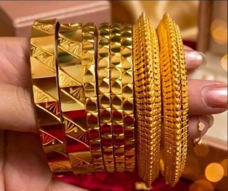 Elegant Gold Bangles Set view 2