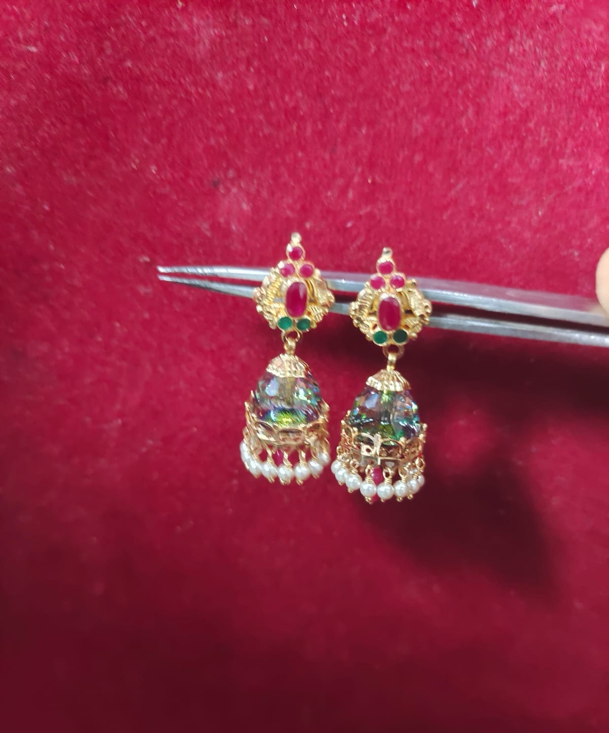 Gold Jhumka Earrings view 2