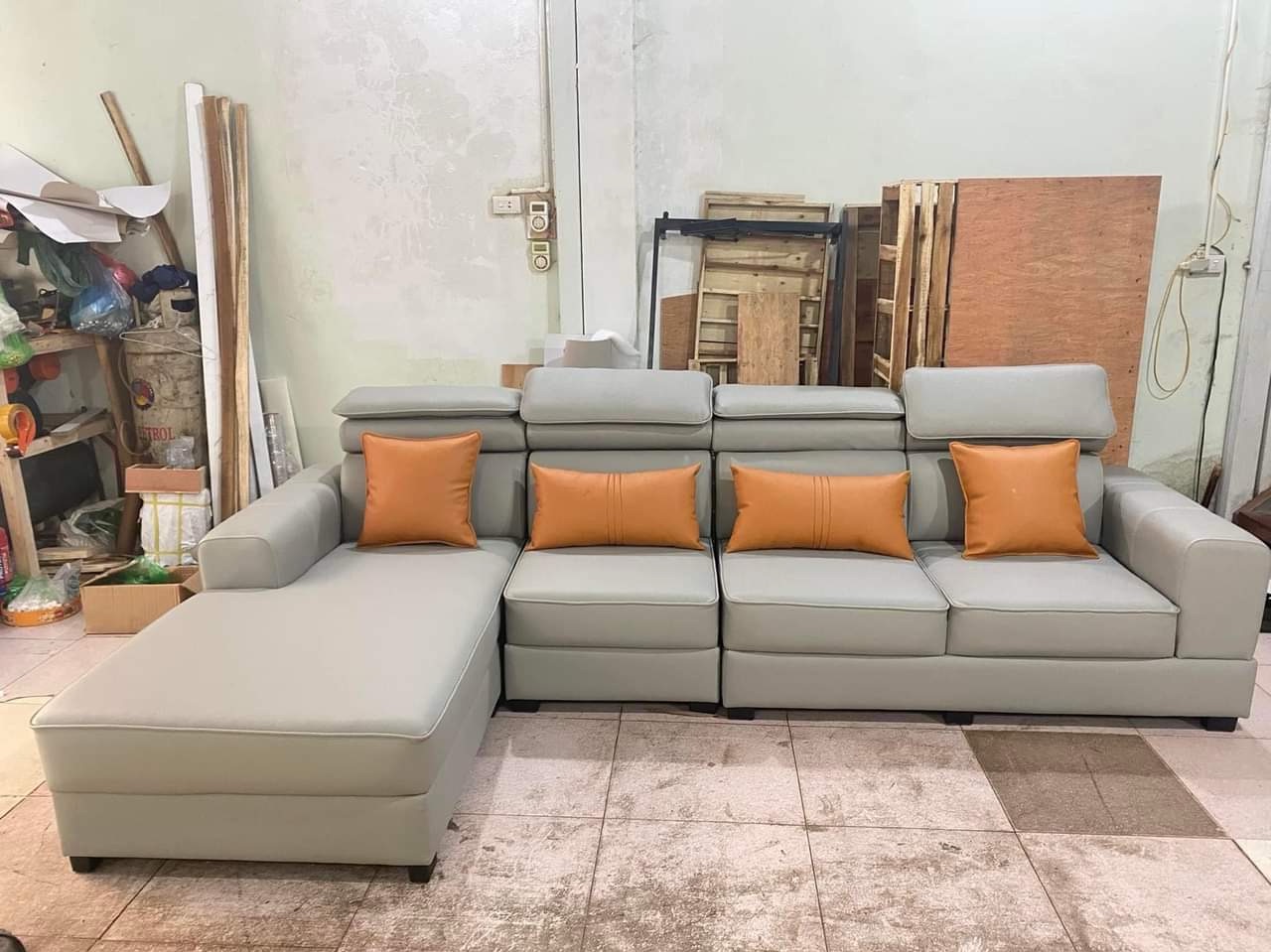 Modern Light-Grey Sectional Sofa view 2