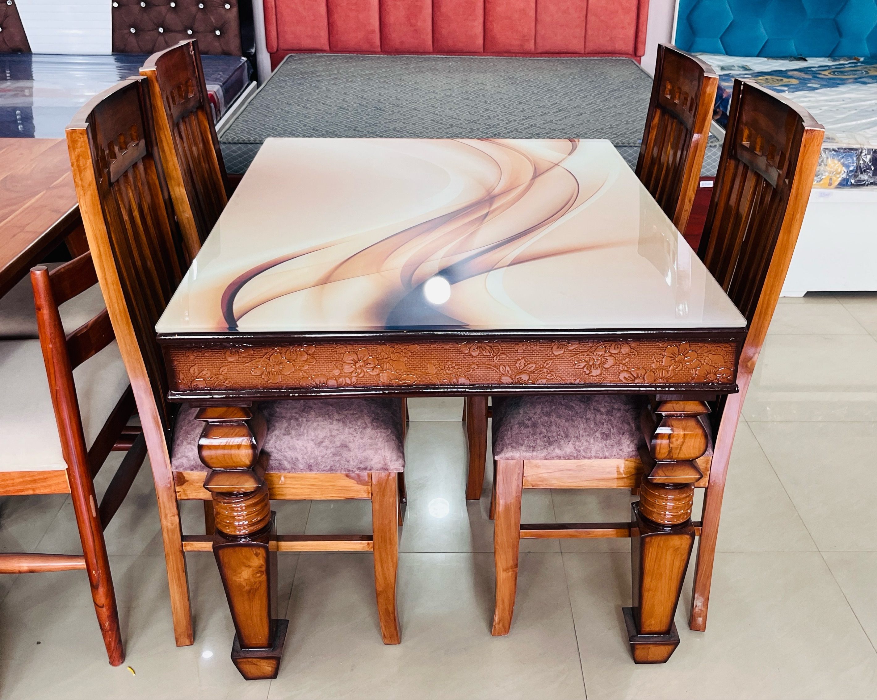 Sagaun Wooden Dining Table4 Seater Set view 2