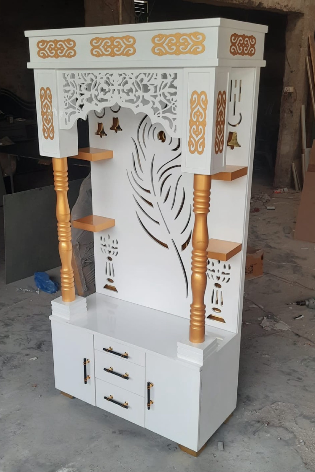 Ornate Wooden Pooja Mandir view 2