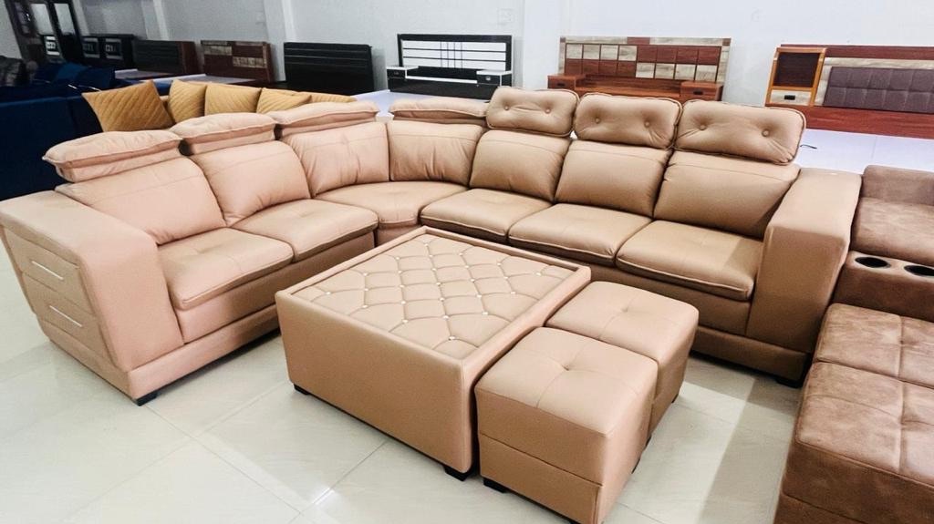 Tan Sectional Sofa 7 Seater Full Set view 2