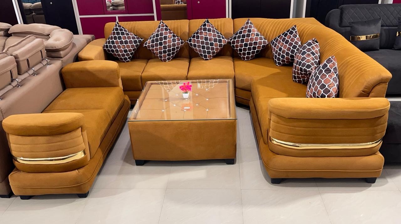 Plush Mustard Sofa Set view 2