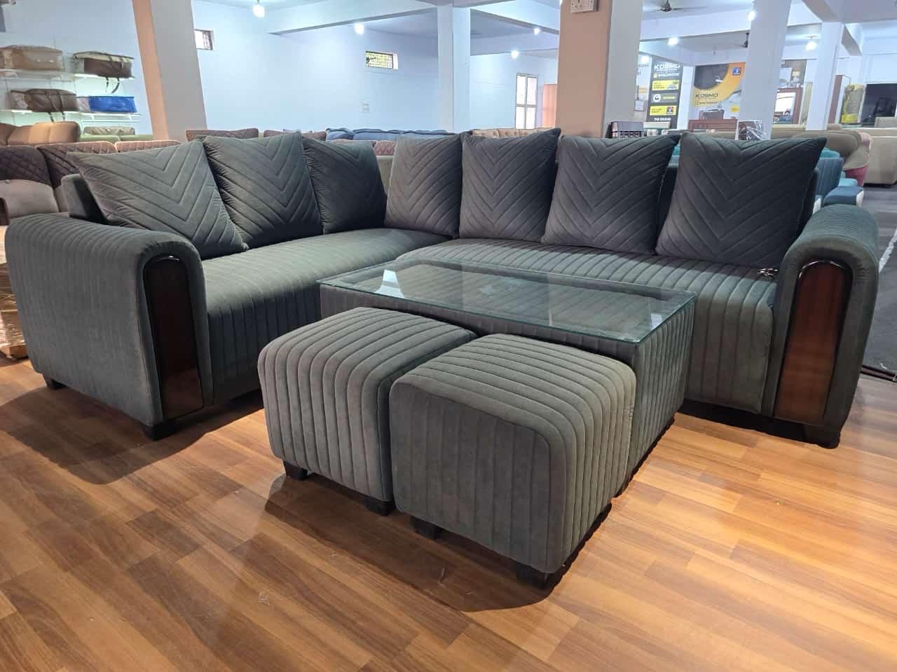 Modern Fabric Sectional Sofa Set view 2