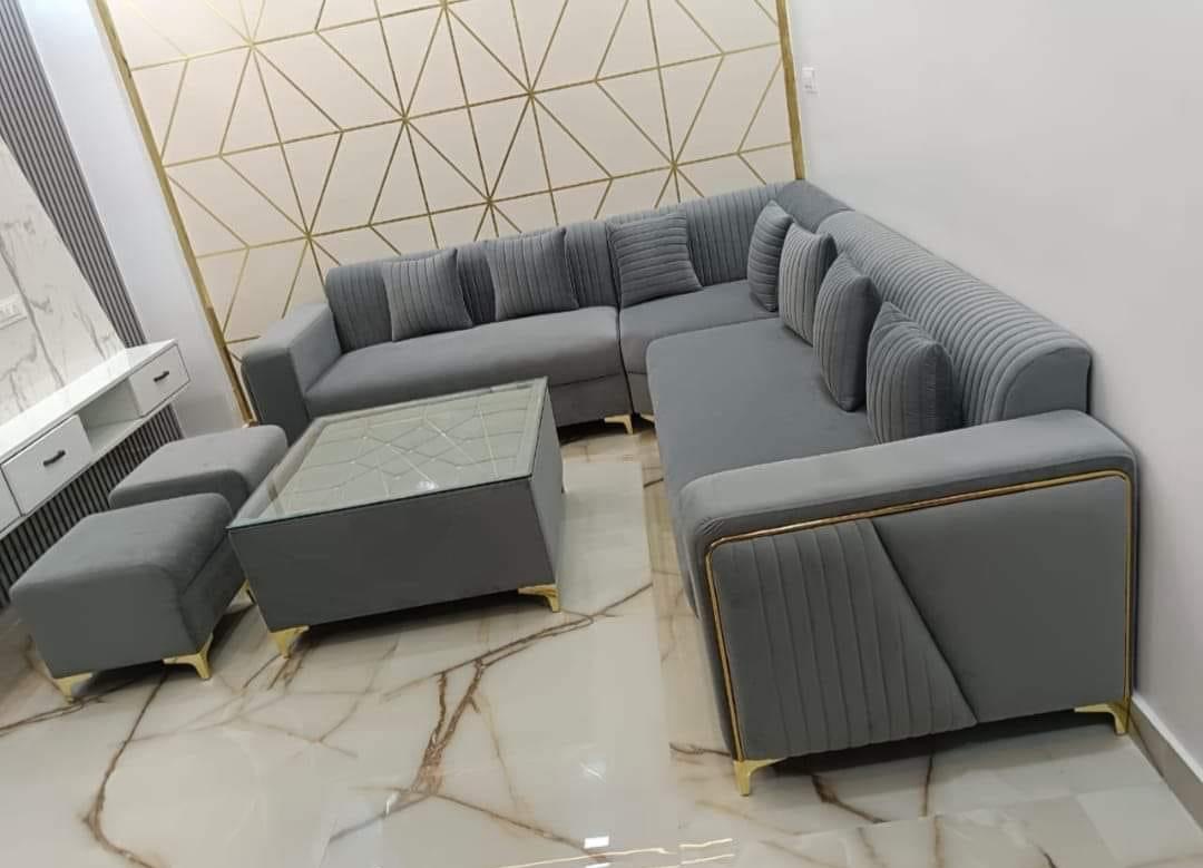 Modern Gray Corner Sofa Set view 2
