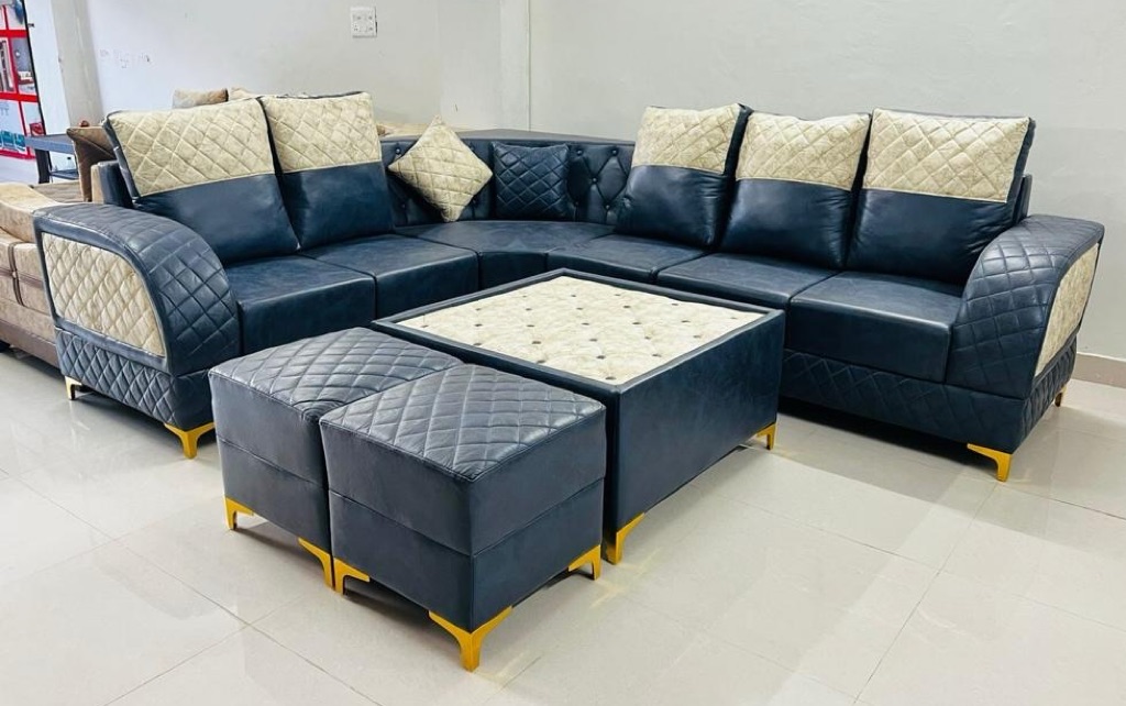 Luxury Quilted Sectional Sofa Set view 2