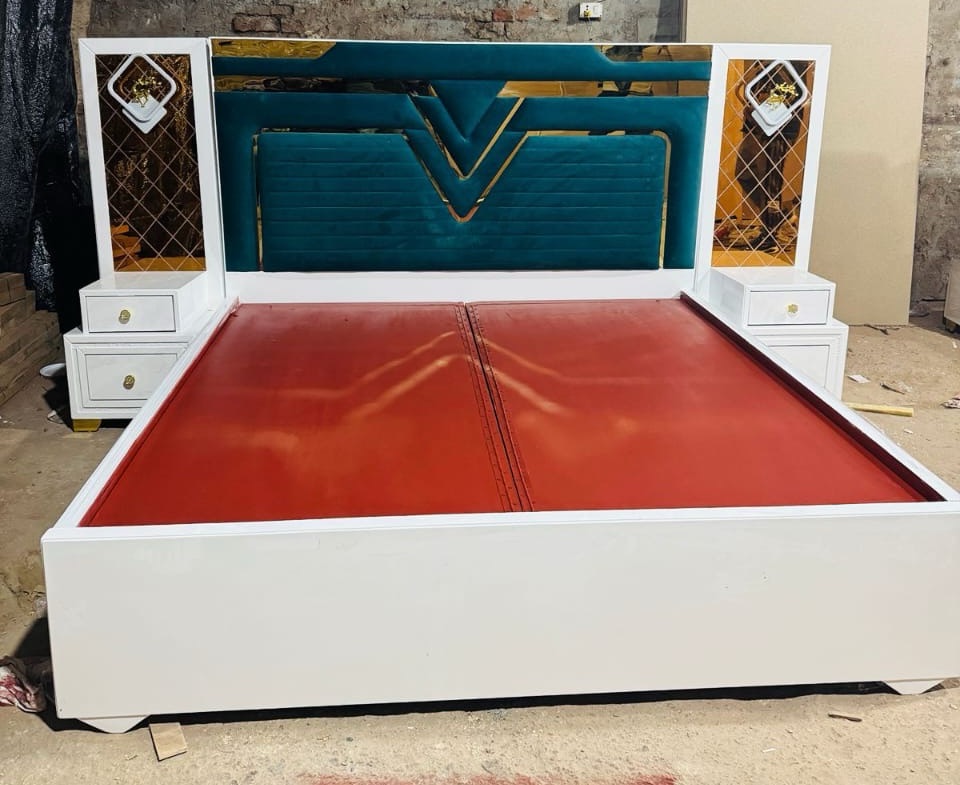 Luxury Velvet Headboard Bed view 2
