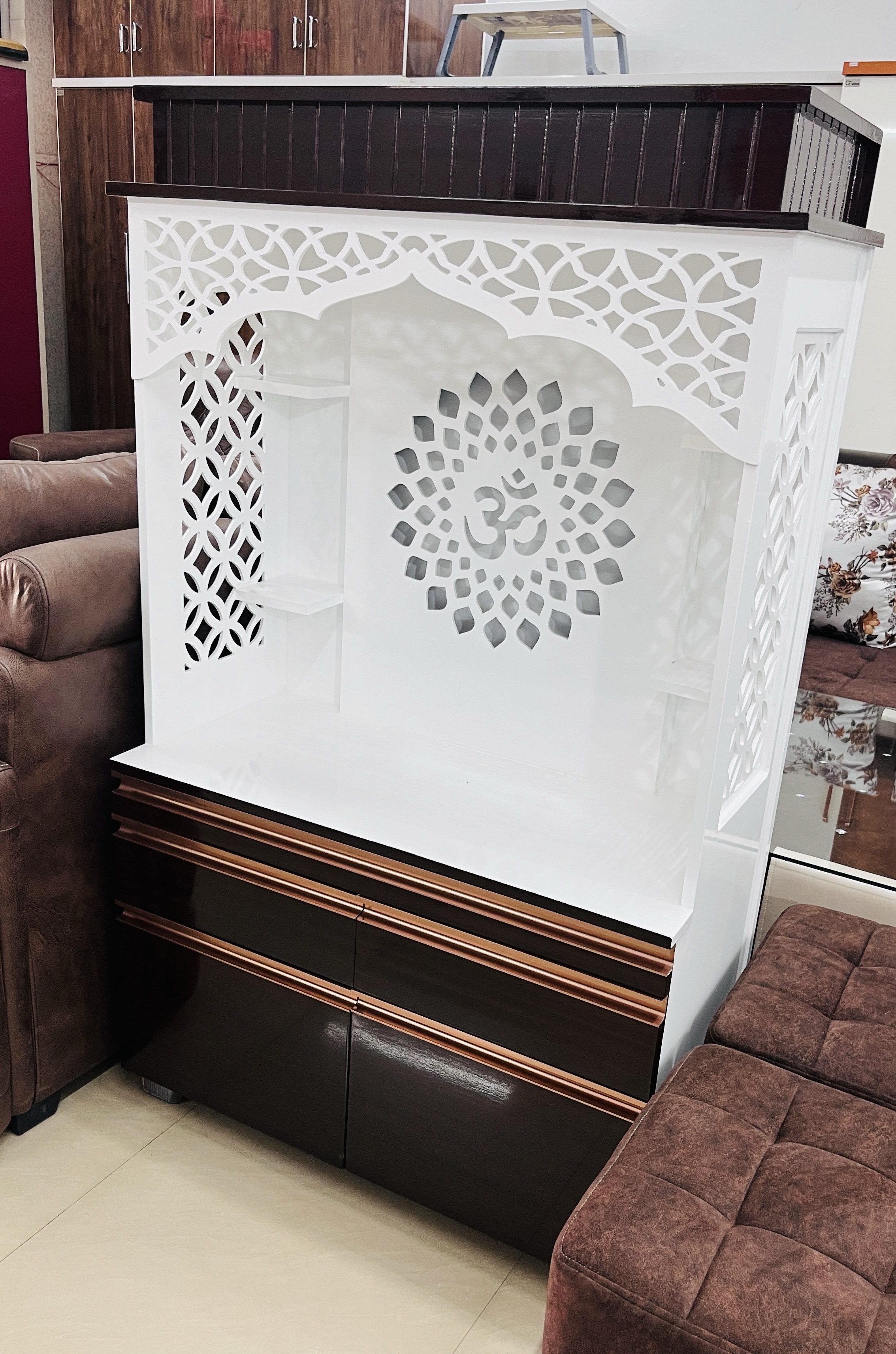 Elegant Wooden Pooja Mandir 6.5x4 Feet view 2