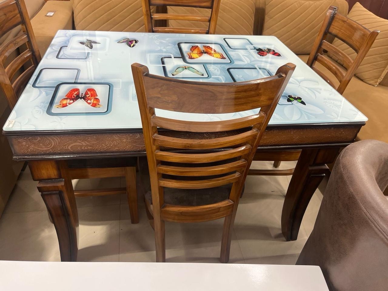 Butterfly Glass Dining Table 4 Seater view 2