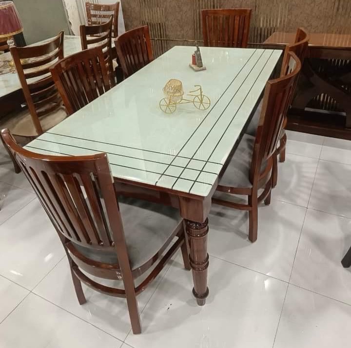 Modern Glass Top Dining Table Set view 2