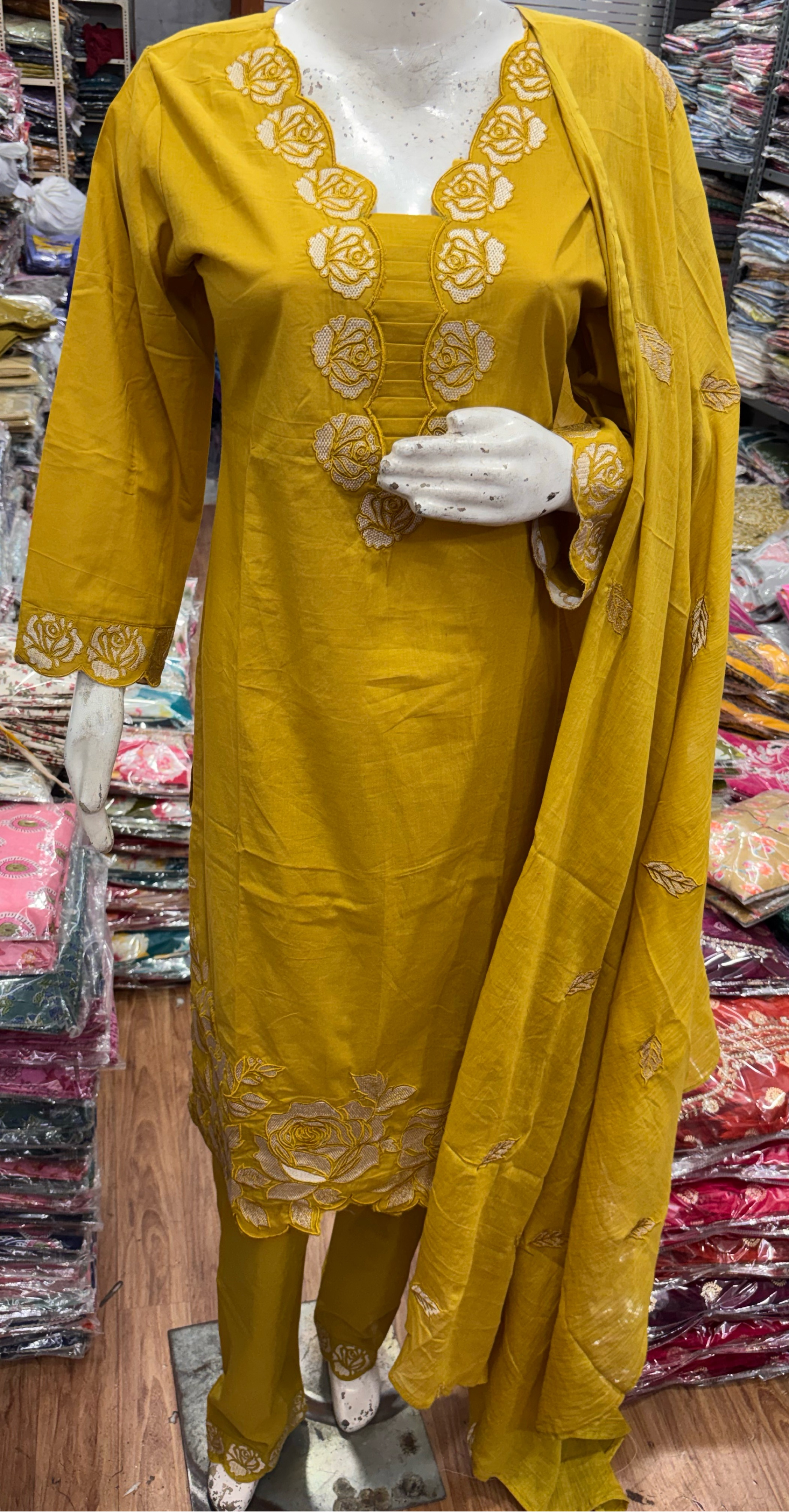 Embroidered Yellow Salwar Kameez view 2