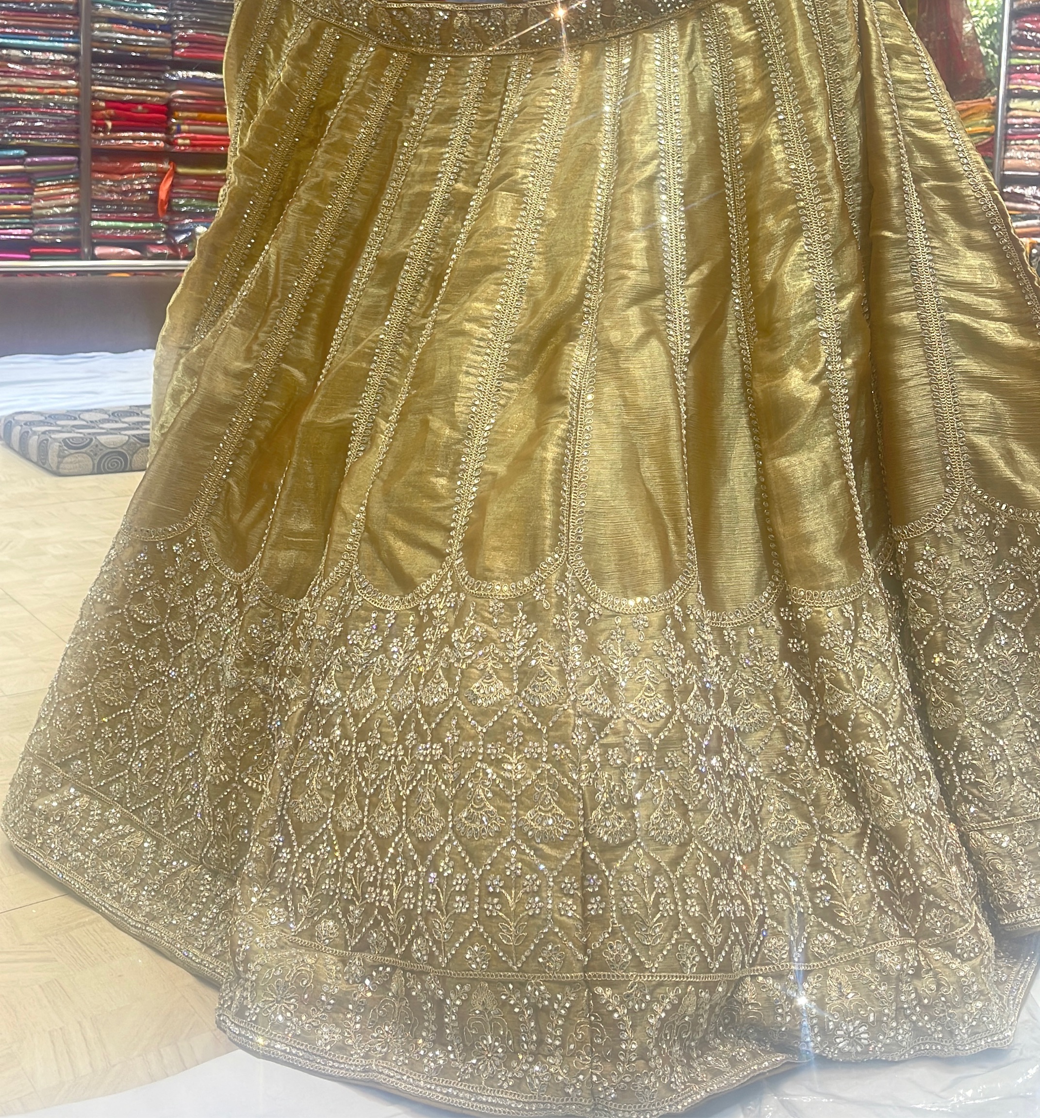 Embroidered Gold Lehenga view 2
