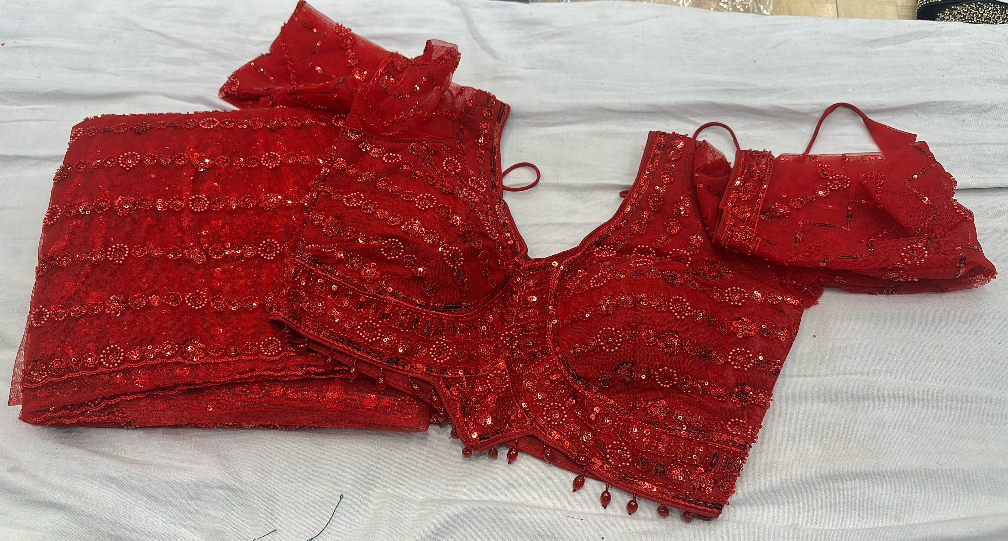 Red Embroidered Lehnga & Saree view 2