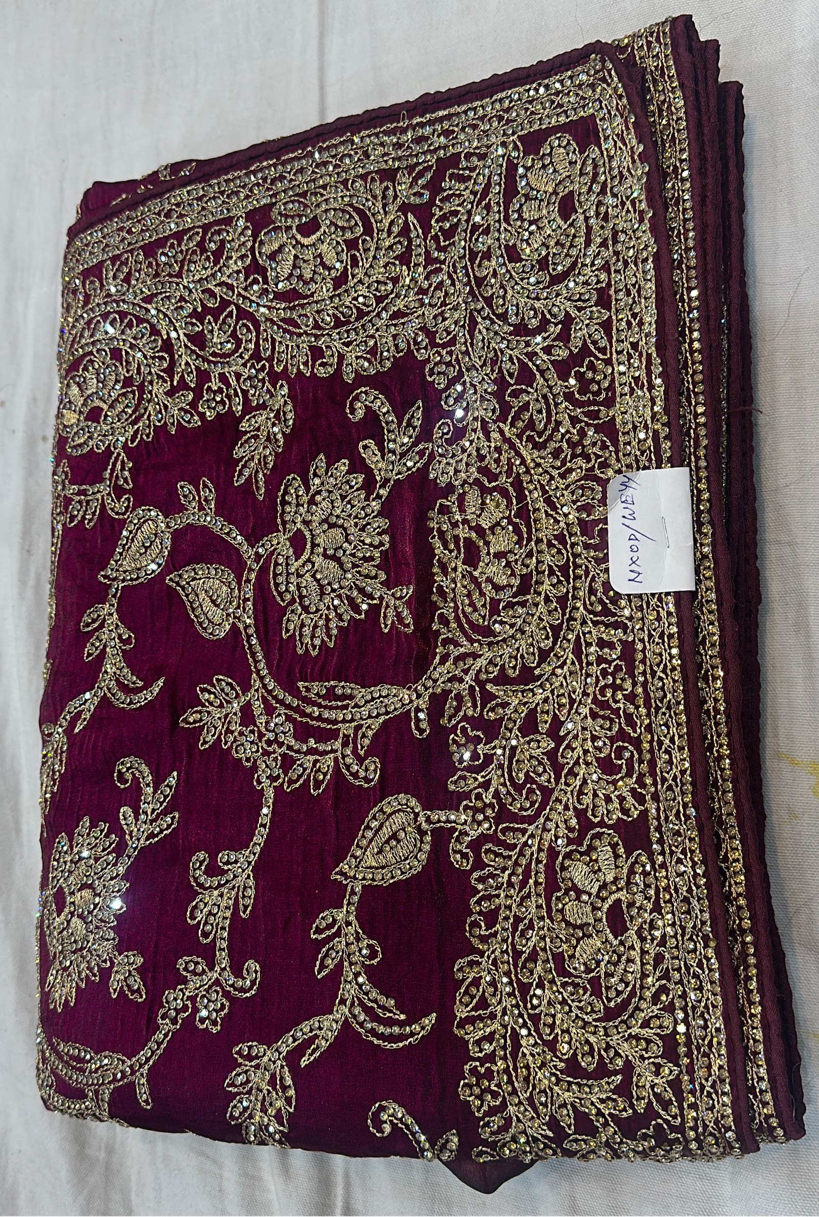 Embroidered Maroon Saree view 2