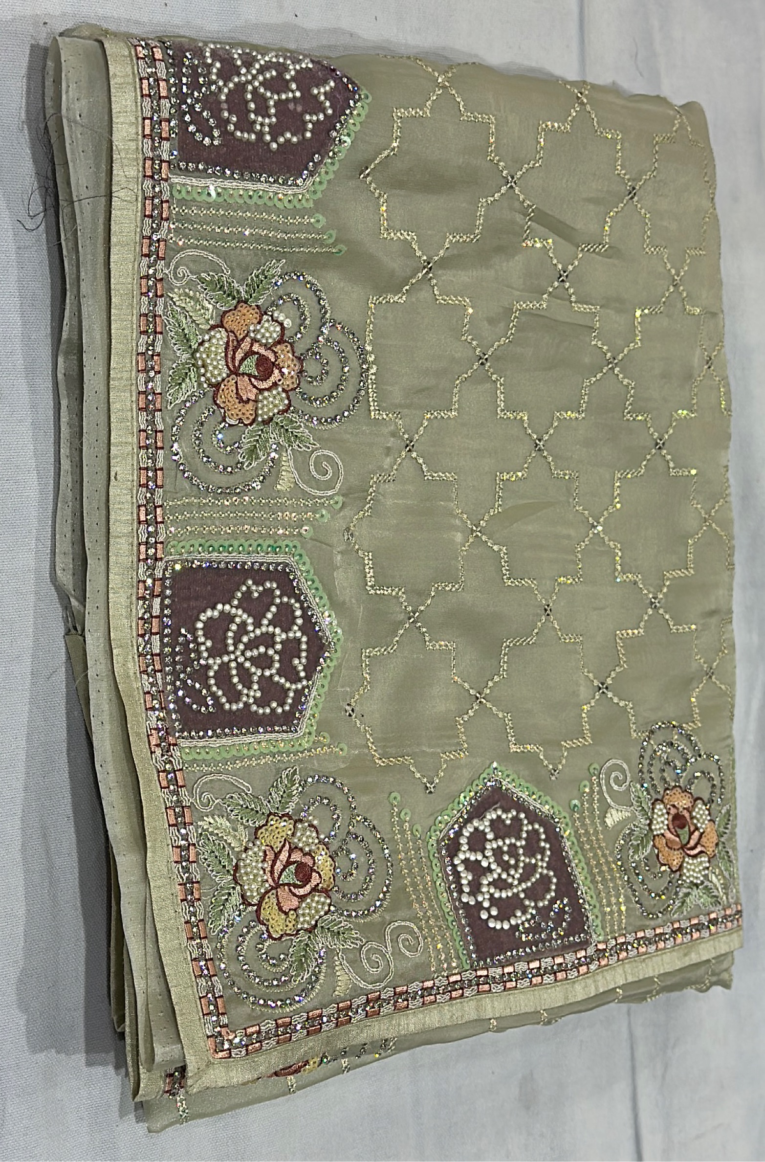 Embroidered Fabric Saree view 2
