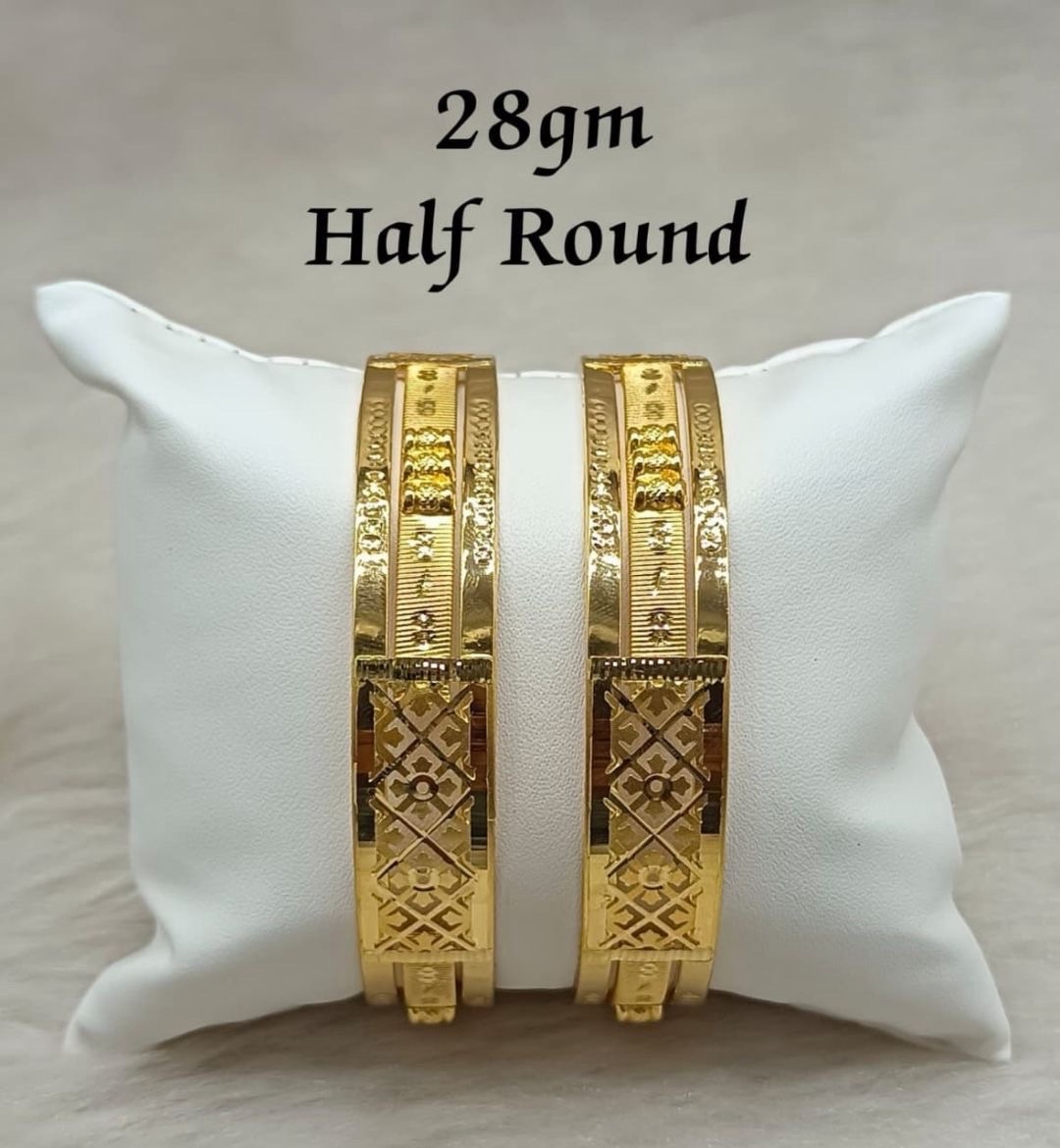 28gm Half Round Gold Bangles view 2