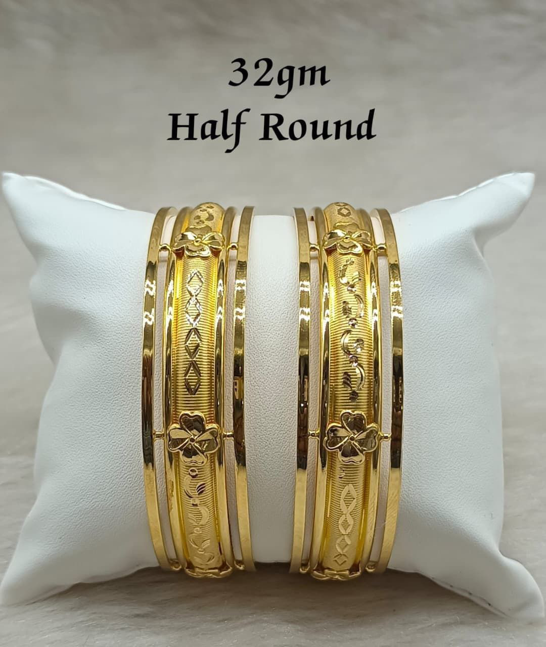 32gm Half Round Gold Bangles view 2