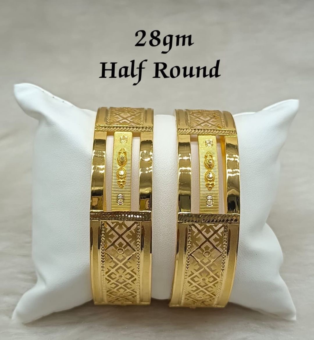 28gm Half Rounds Gold Bangles view 2